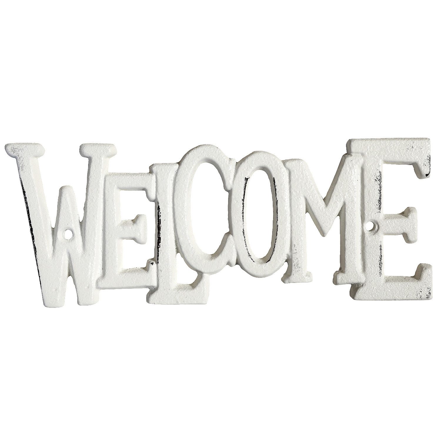 Metallschild Dekoschild Welcome Metall Weiß 23 cm Wanddeko Deko