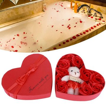 Kunstblumenstrauß Rosenbär herzförmige Geschenkbox, künstliche Rosen, yozhiqu, Herzförmige Seifenblumen-Geschenkbox, Valentinstagsgeschenk