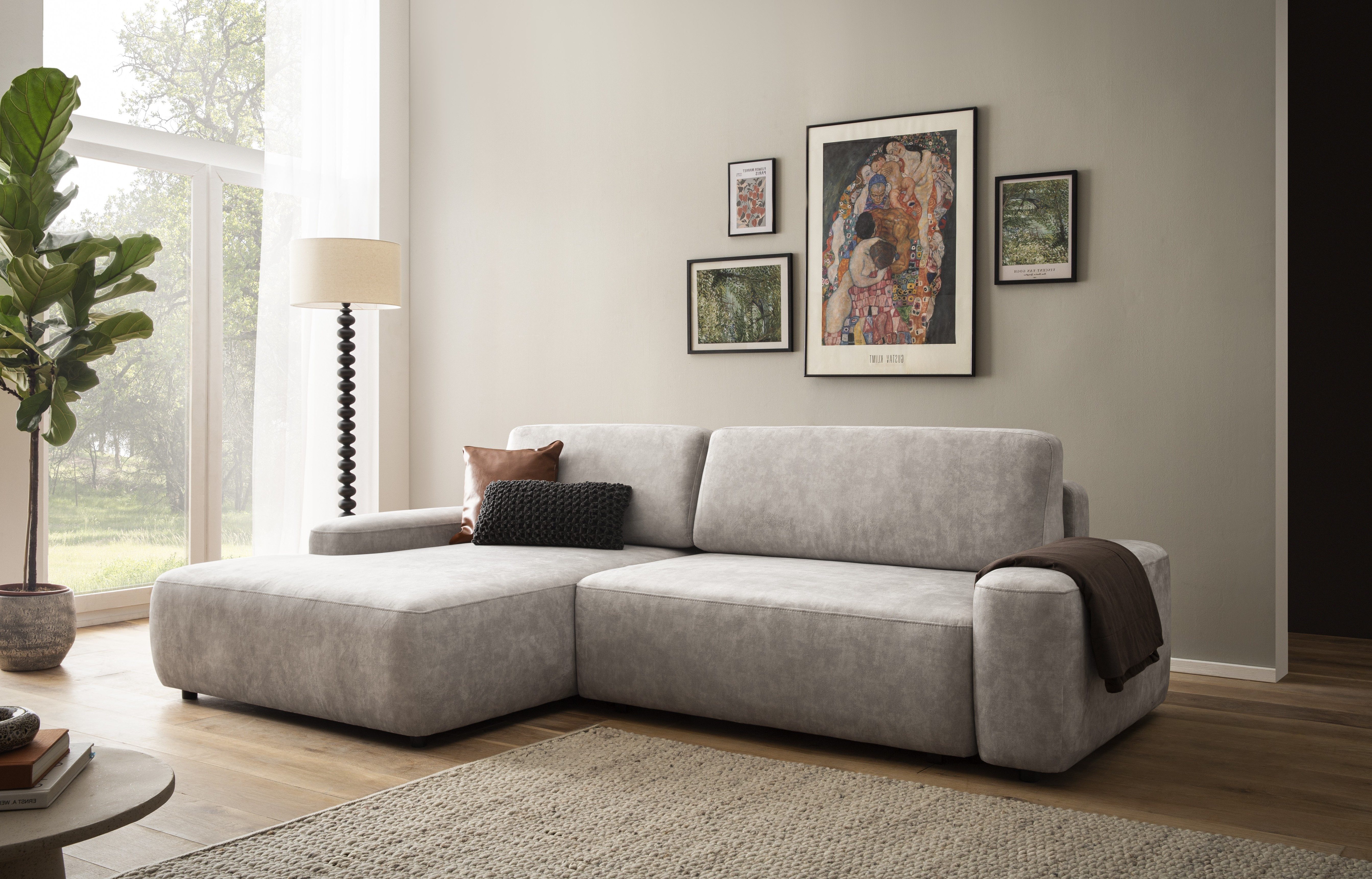 Home affaire Ecksofa TORGE (264cm), Schlafsofa in Cord, Samtvelours o Struktur fein, L-Form, Schlaffunktion, Bettkasten, Liegefläche: 125/210 cm