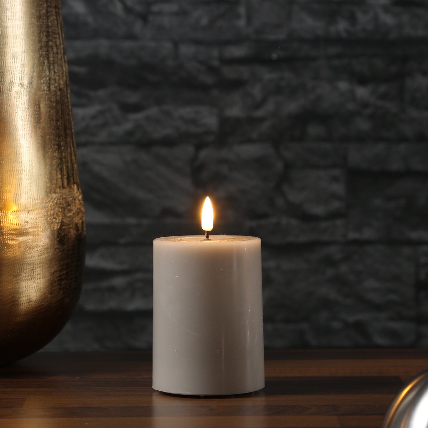 Deluxe Homeart LED-Kerze Mia Deluxe Echtwachs Wachsspiegel flackernd H: 10c günstig online kaufen