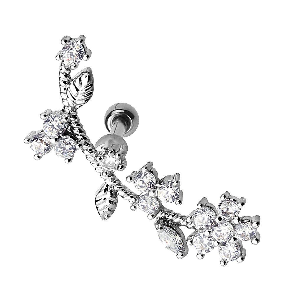 Taffstyle Piercing-Set Ohrpiercing Blume Kristall Chirurgenstahl Helix Trag günstig online kaufen