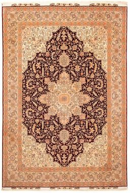 Orientteppich Perser - Täbriz - Royal - 356 x 250 cm - hellbraun, morgenland, rechteckig, Höhe: 7 mm, Wohnzimmer, Handgeknüpft, Einzelstück mit Zertifikat