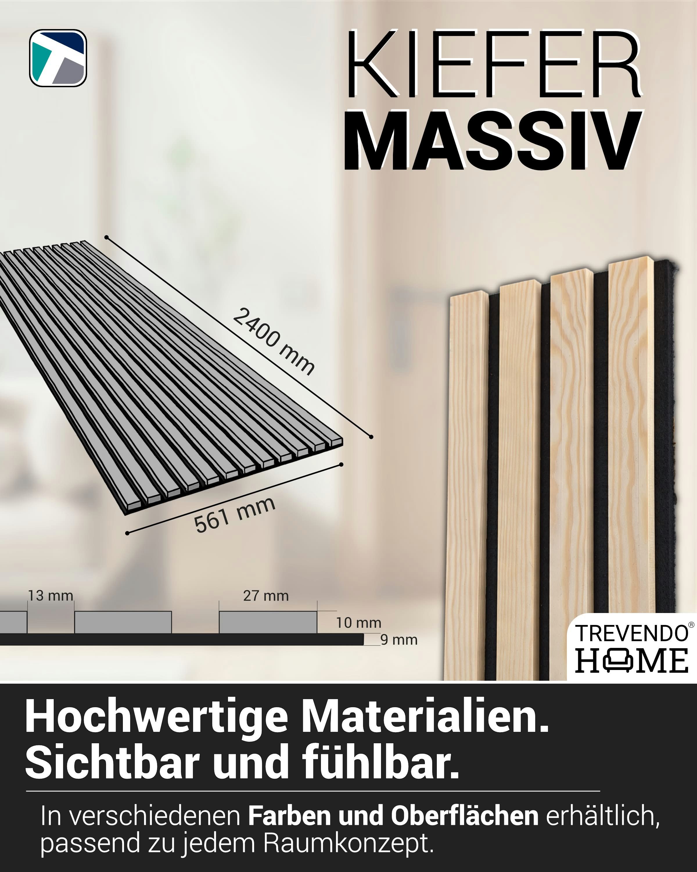 Kosche Dekorpaneele Akustikpaneele Feuchtraum Kiefer massiv 19 x 561 x 2400 mm, BxL: 56.1x240 cm, 1.34 qm