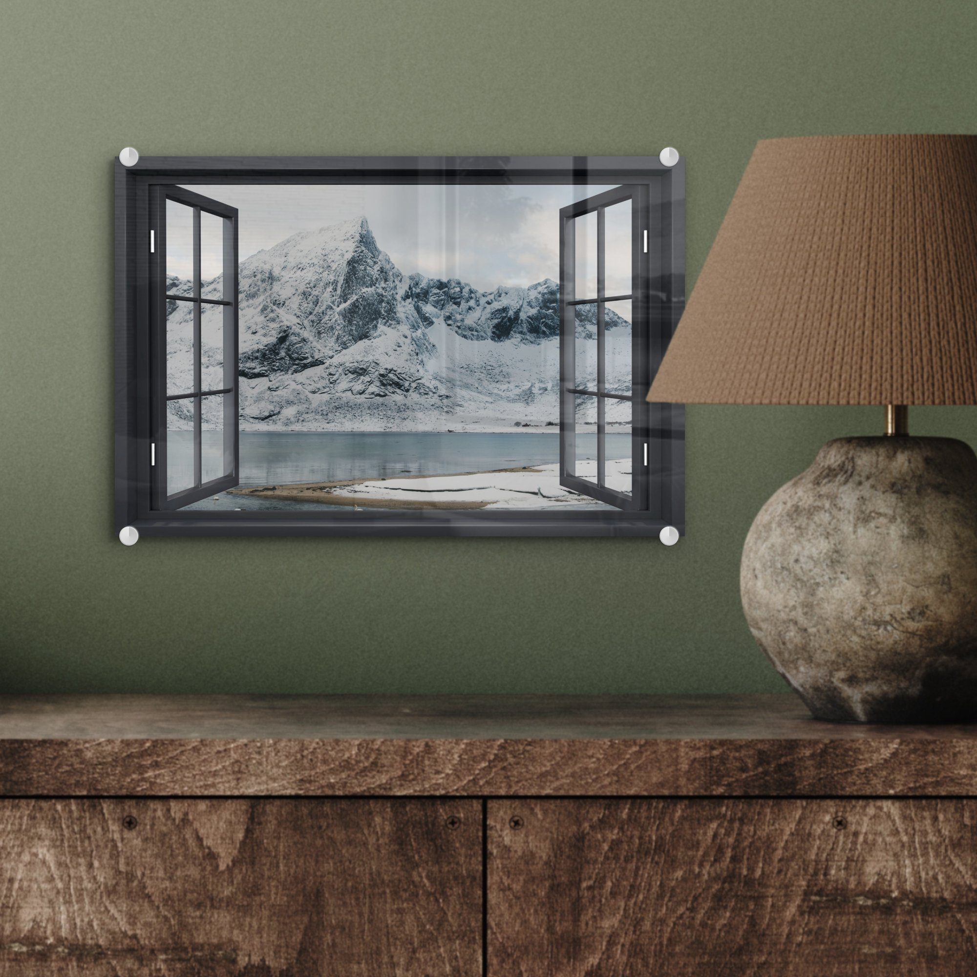 Bilder Acrylglasbild - auf MuchoWow - Berg, Aussicht Glas Glasbilder Winter St), Wanddekoration - Glas auf - Wandbild - Foto (1
