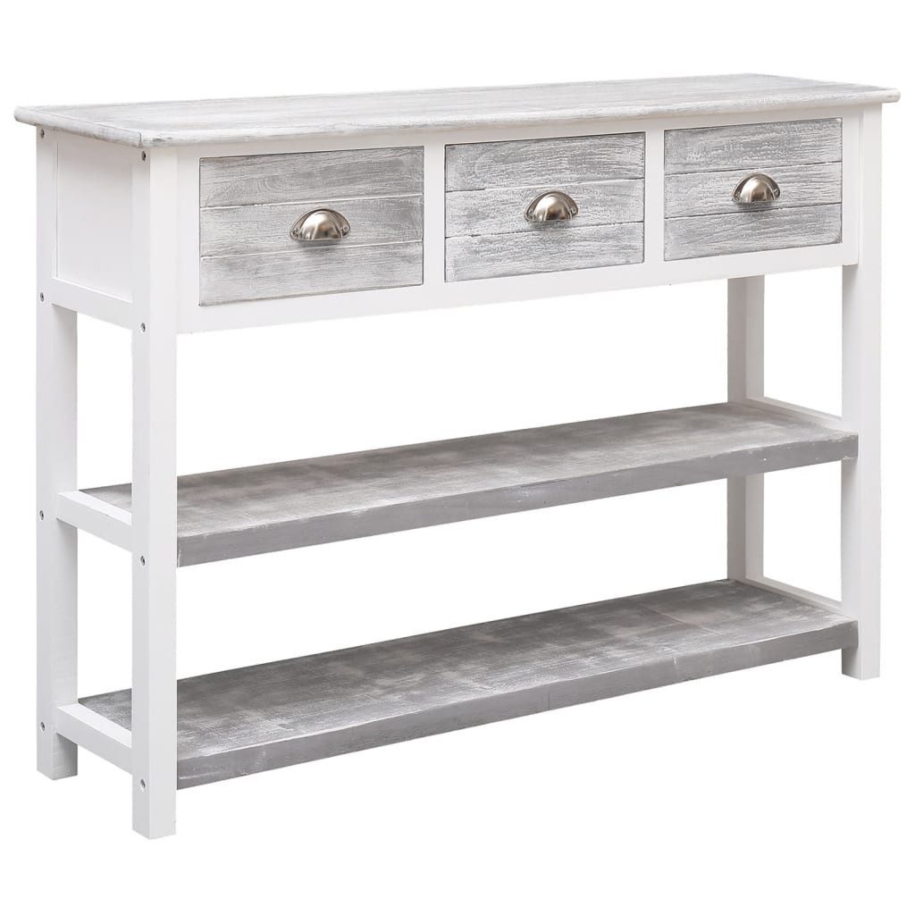 vidaXL Sideboard NA Sideboard Antik-Grau 108x30x76 cm Massivholz Paulownia