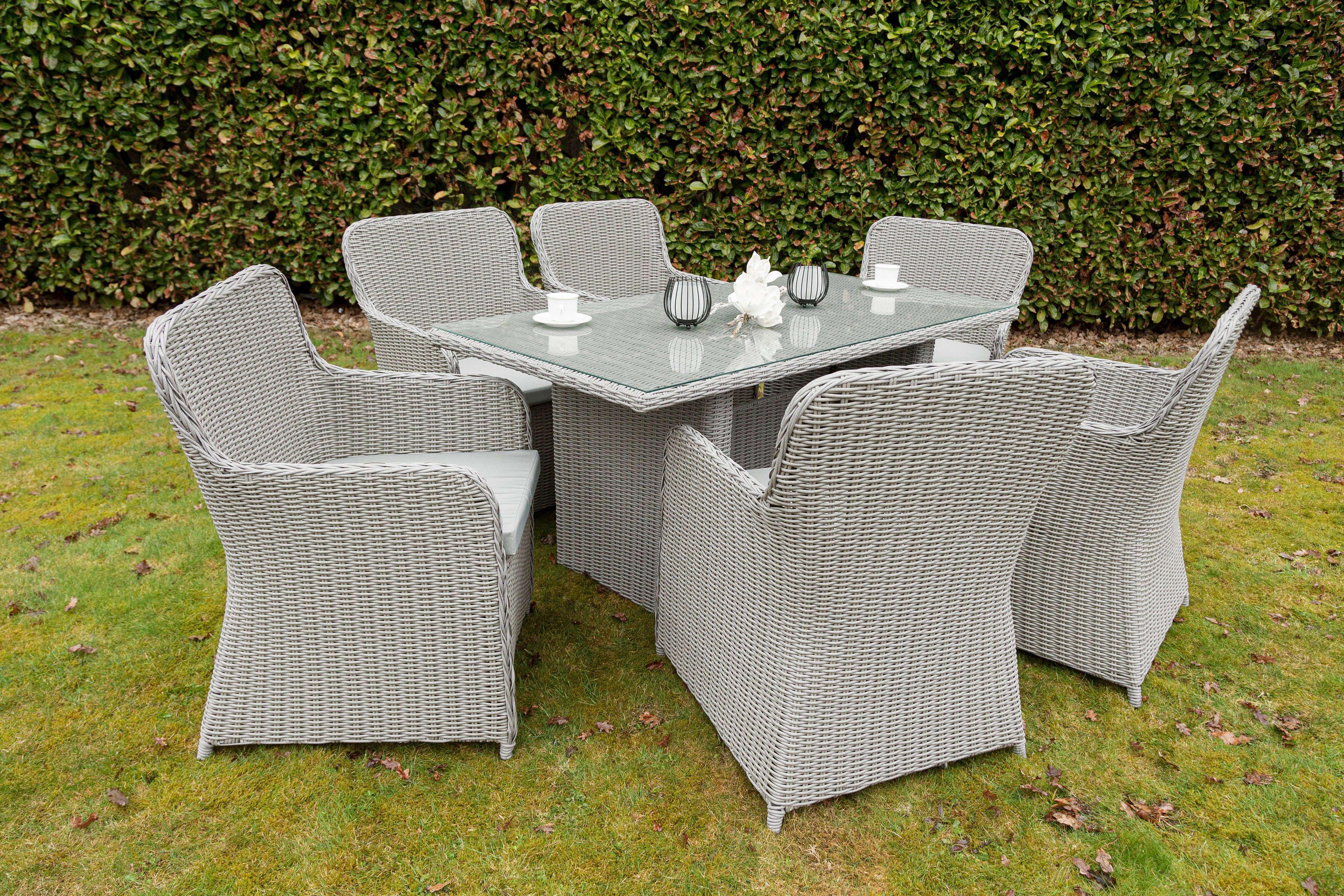 my Flair GartenEssgruppe, (7tlg), 6 Stühle, 1 Tisch, Esstisch mit