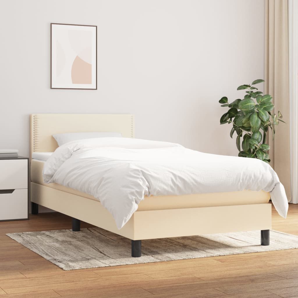 vidaXL Boxspringbett mit Matratze Creme 100x200 cm Stoff1373043 günstig online kaufen
