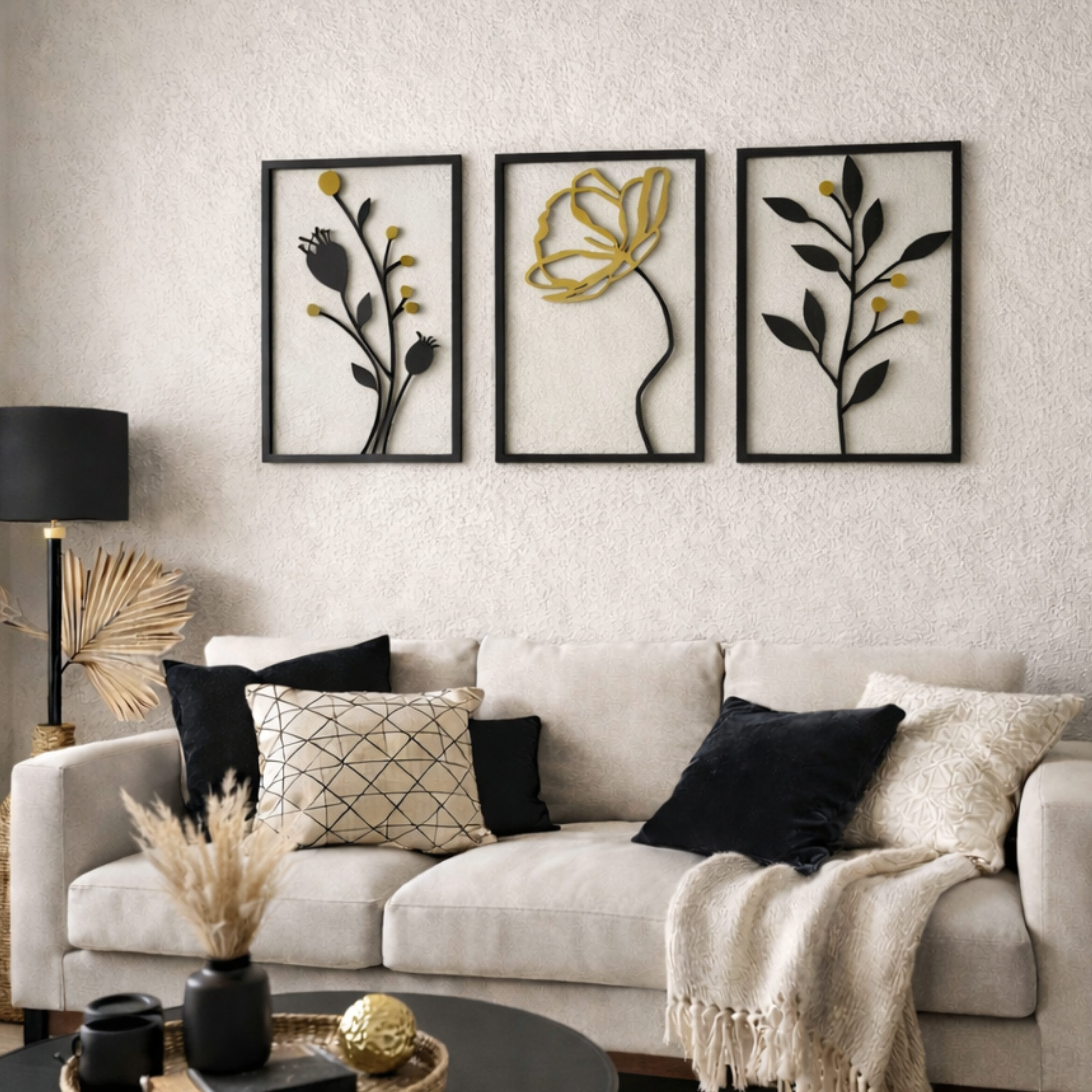 Outentin Wanddekoobjekt (MDF 5 mm, Laser-Cut, ungiftiges Finish, Montage ohne Bohren), 3D Holz Wandbild Laser-Cut – 8 Motive, Gold, Schwarz-Rot, Wanddeko