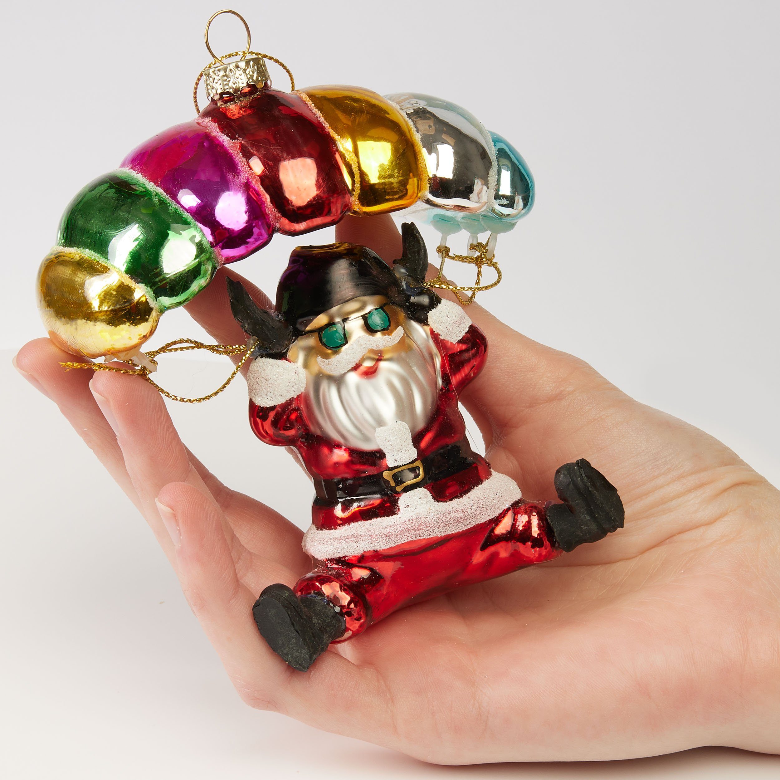 - Weihnachtsmann 13 - BRUBAKER aus St), Glas Weihnachtsbaumkugel Handbemalte Santa mit Weihnachtskugel Christbaumschmuck Baumkugel Bunt cm (1 Fallschirmspringer Fallschirm