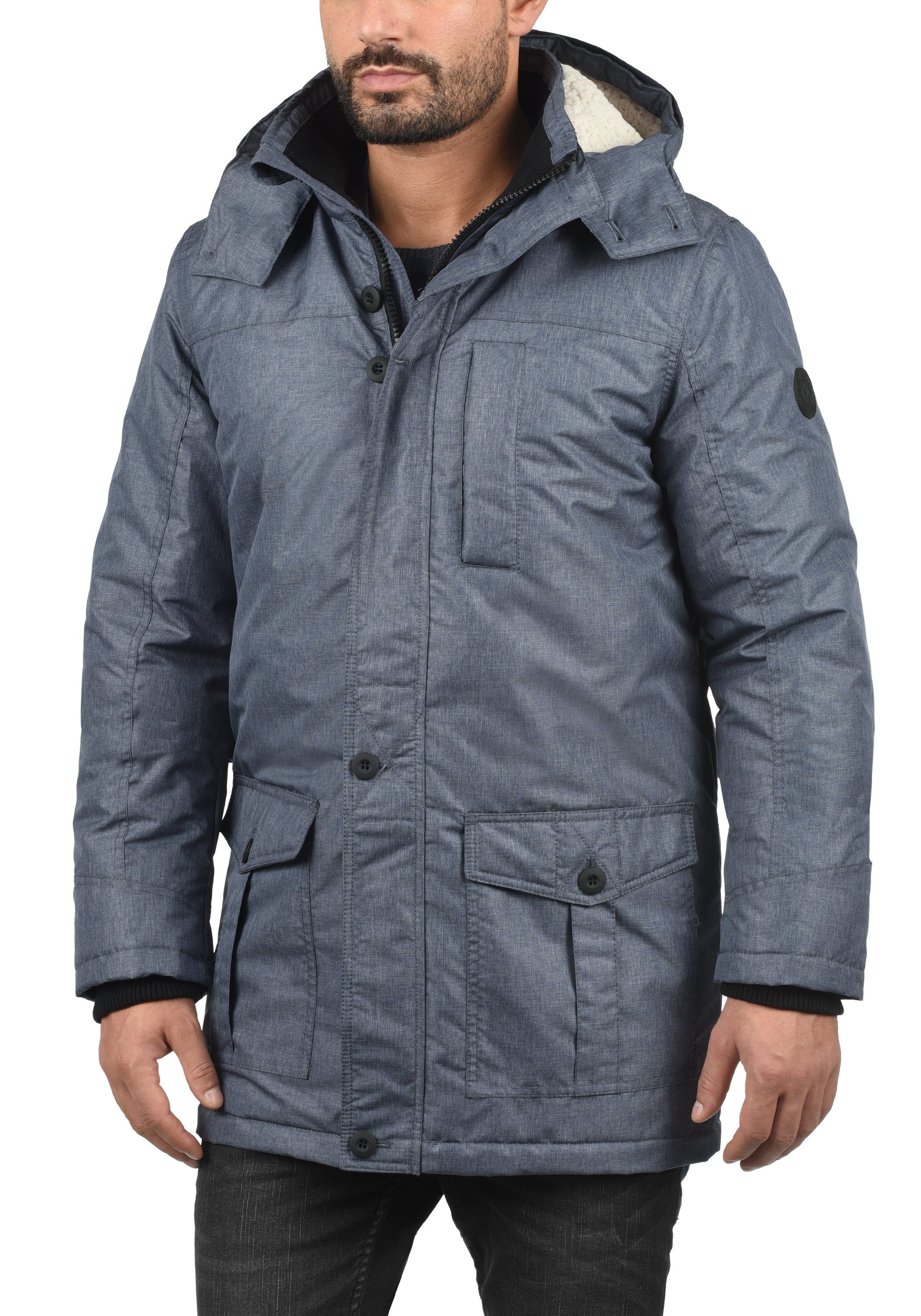 !Solid Winterjacke SDOctavus Lange Jacke mit abnehmbarer Kapuze und Kunstfellkragen