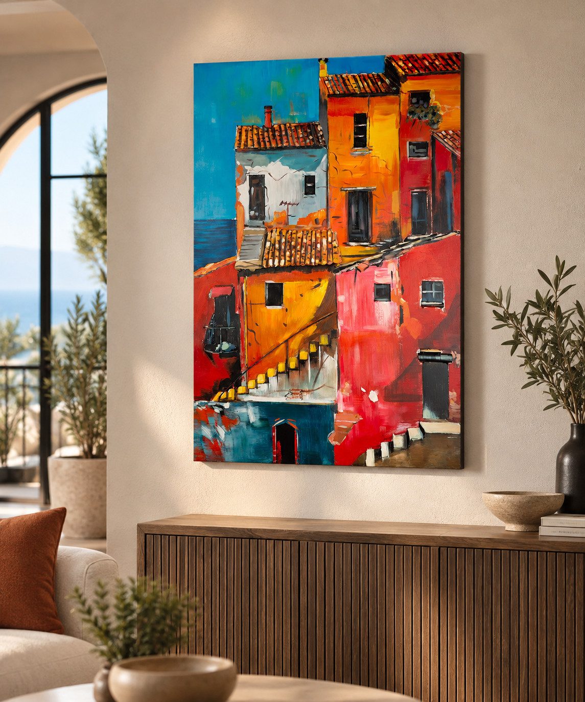 MF Wandbild Metallbild Vernazza Hausmotiv orange rot 80 x 120 cm, (1 St)