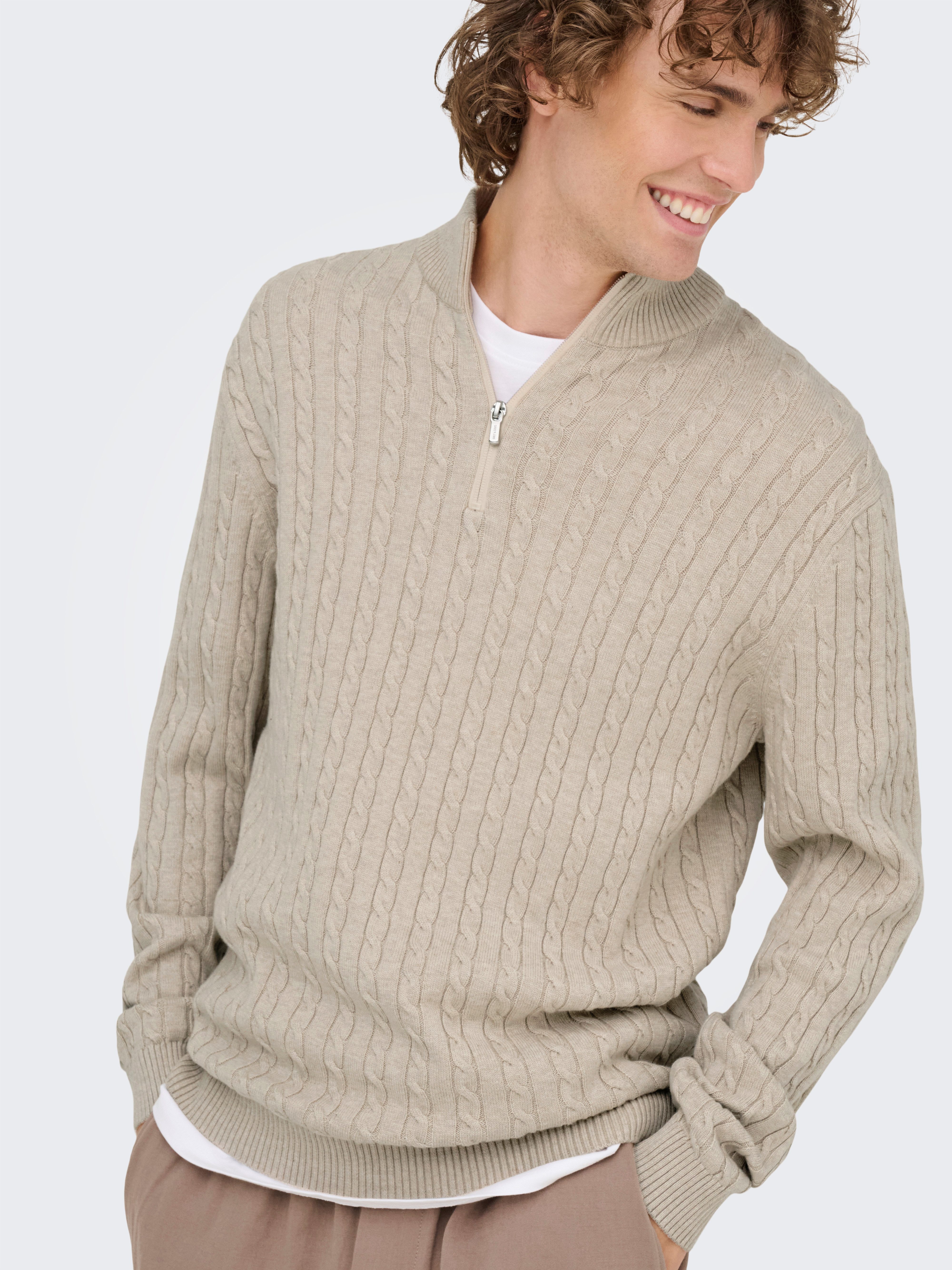 ONLY & SONS Troyer ONSLOUI REG 12 CABEL HALF ZIP KNIT günstig online kaufen