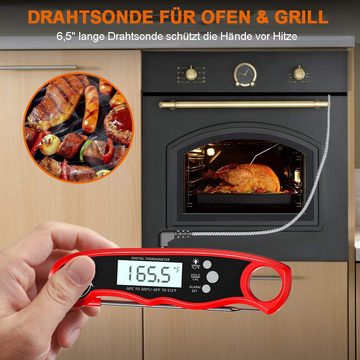 HYTIREBY Bratenthermometer LCD Digitales Bratenthermometer Küchenthermometer, Temperatur Voreinstellung für Küche Grillen Ofen Smoker Öl