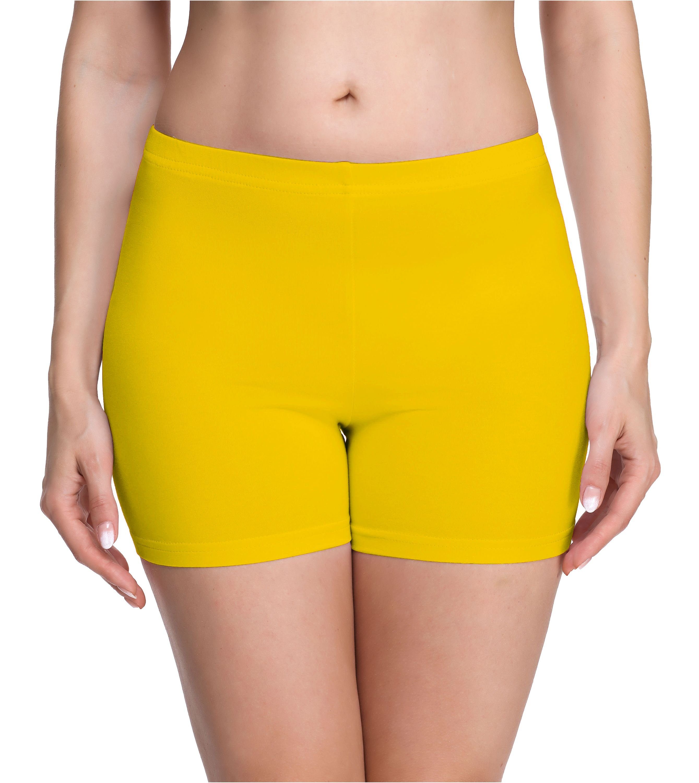 Damen Merry Shorts Leggings Unterhose Style Bund Hotpants Gelb elastischer Radlerhose Boxershorts (1-tlg) MS10-283
