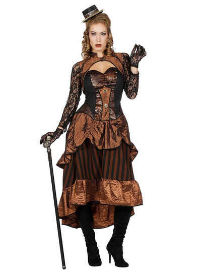 Metamorph Kostüm Steampunk Lady Victoria Kostüm, Höchst elegantes Steampunk Kleid im metallischen Kupferglanz