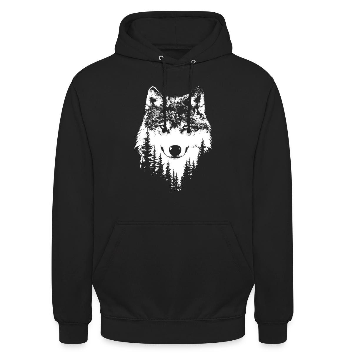 Spreadshirt Hoodie Wolfskopf, Minimalistisches Wolf Motiv Unisex Hoodie (1-tlg)