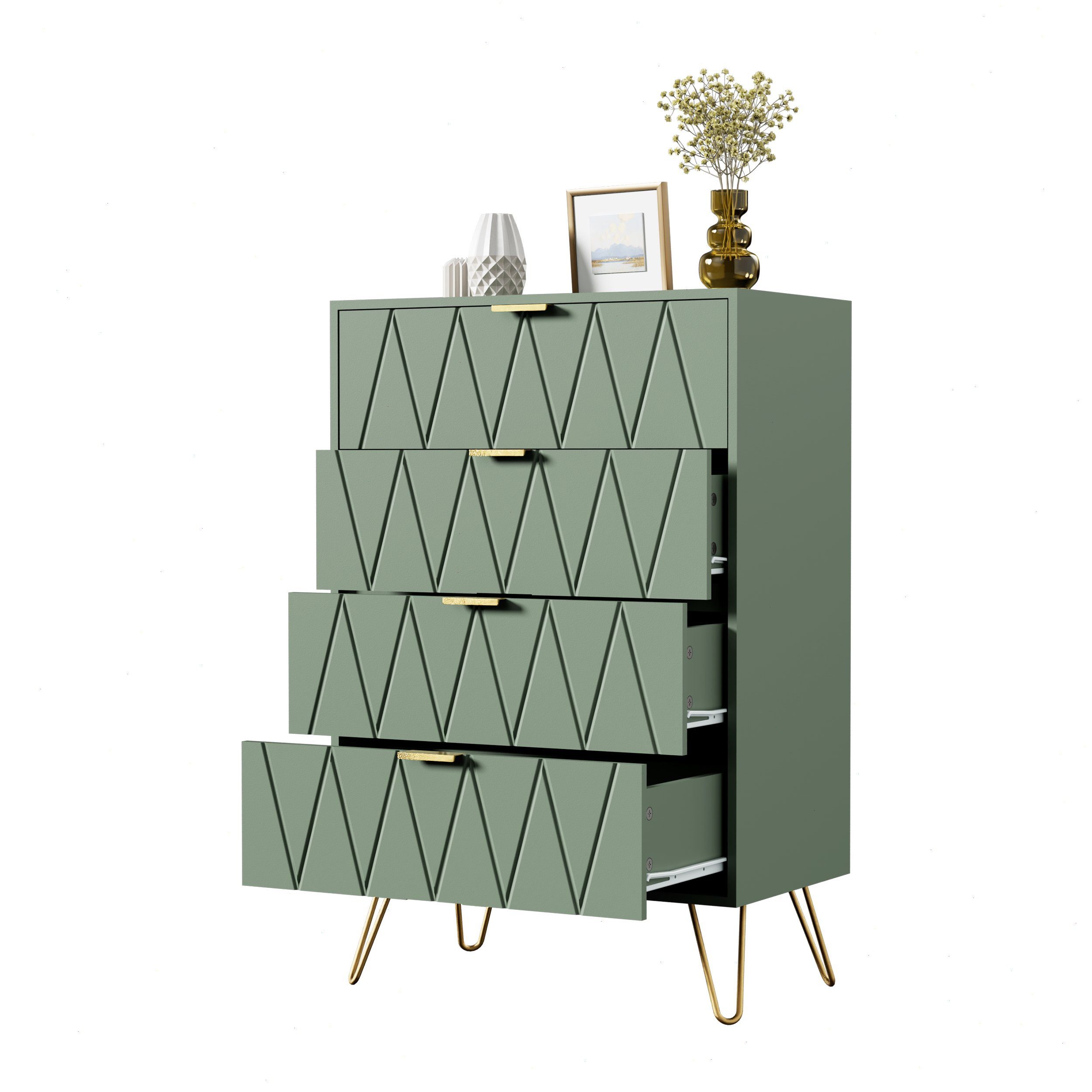Kommode mit 4 Schubladen, Sideboard für Schlafzimmer,Wohnzimmer
