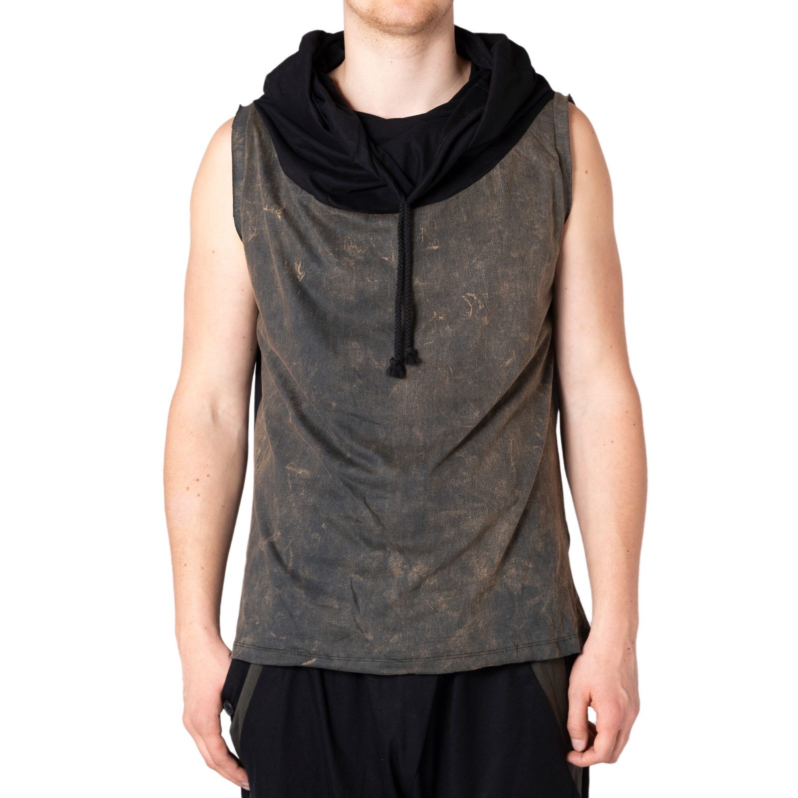 T-Shirt Trainingsshirt aus 100% Baumwolle ärmellos mit Kapuze Urban Tanktop