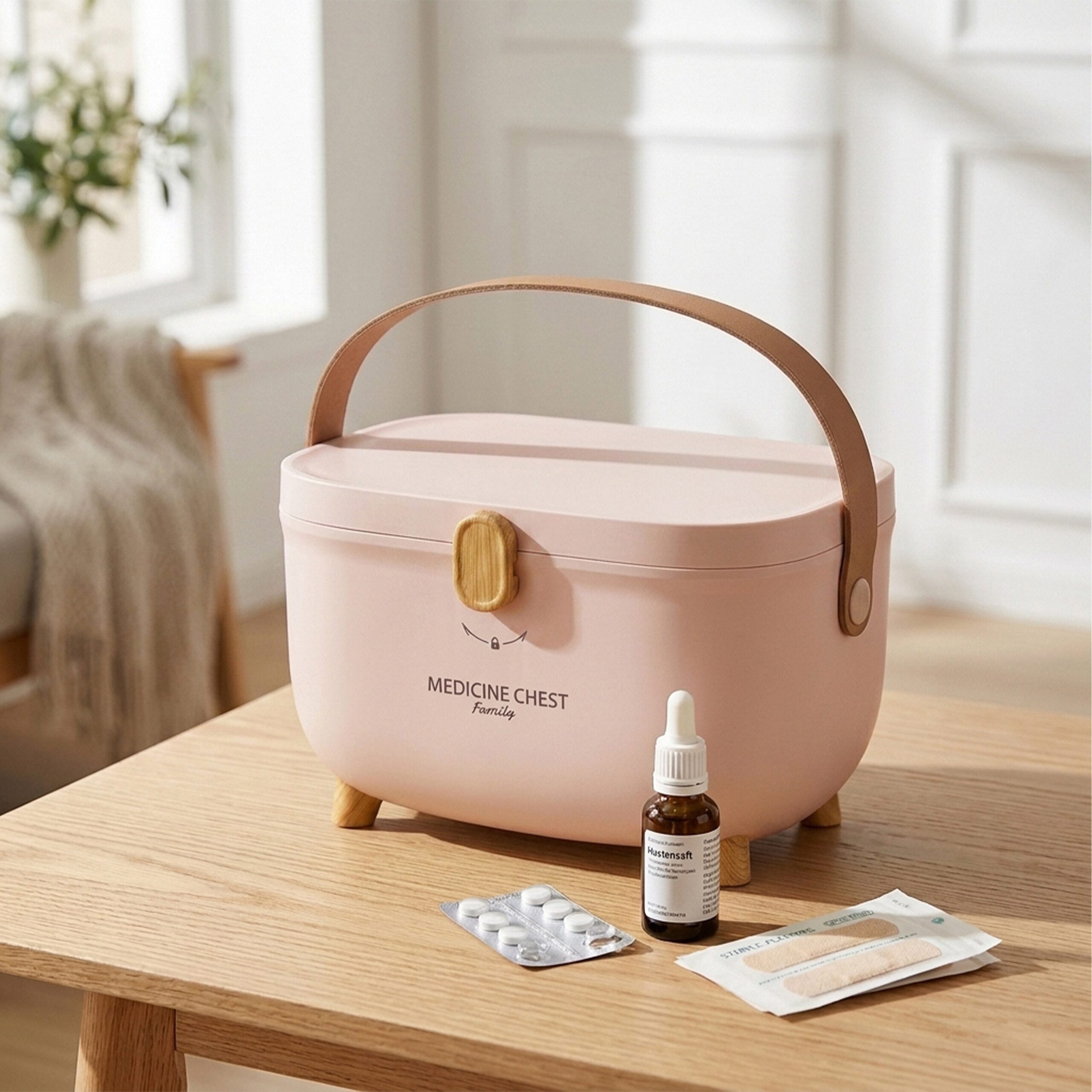 relaxdays Erste-Hilfe-Koffer Medizinbox aus Kunststoff, (1 St), Rosa – Bild 2 von 5