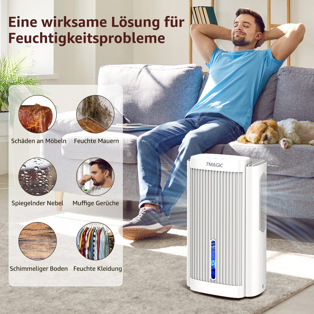 7MAGIC Luftentfeuchter, für 50 m³ Räume, Entfeuchtung 1,10 l/Tag, Tank 2,80 günstig online kaufen