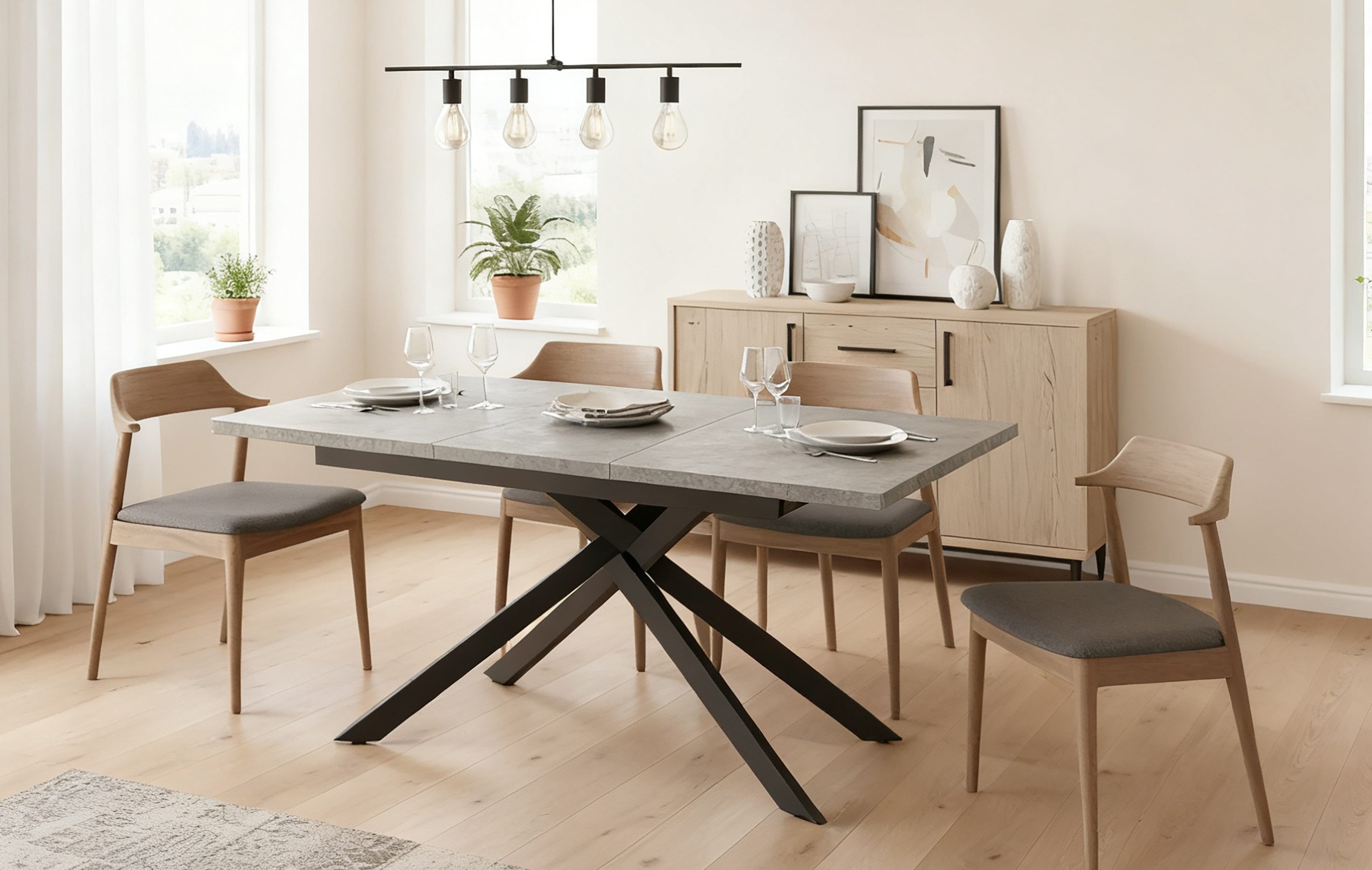 B&D home Esstisch LARS, Metallgestell schwarz oder weiß, ausziehbar 120-160 günstig online kaufen