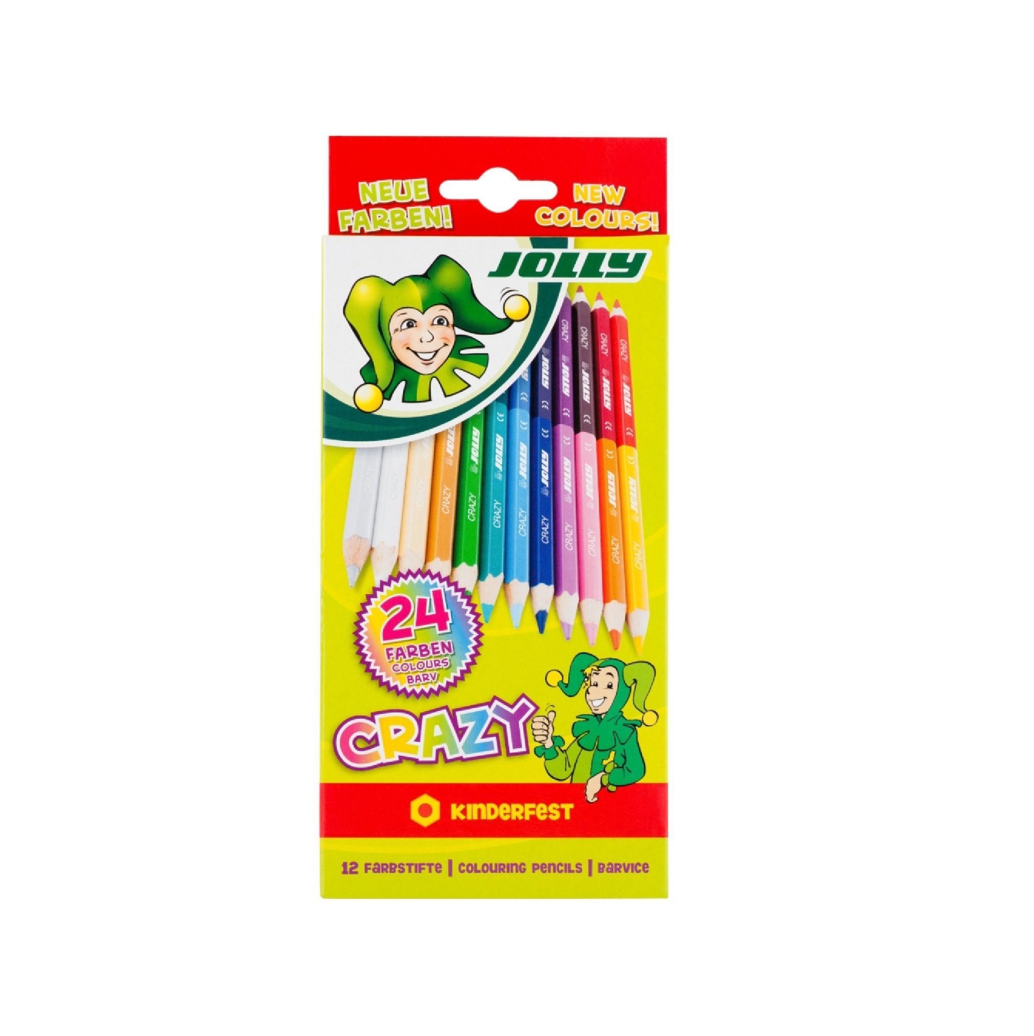 JOLLY Buntstift 3000-0503, Superstick Crazy, 12 doppelseitige Buntstifte - 24 tolle Farben - Made in Austria