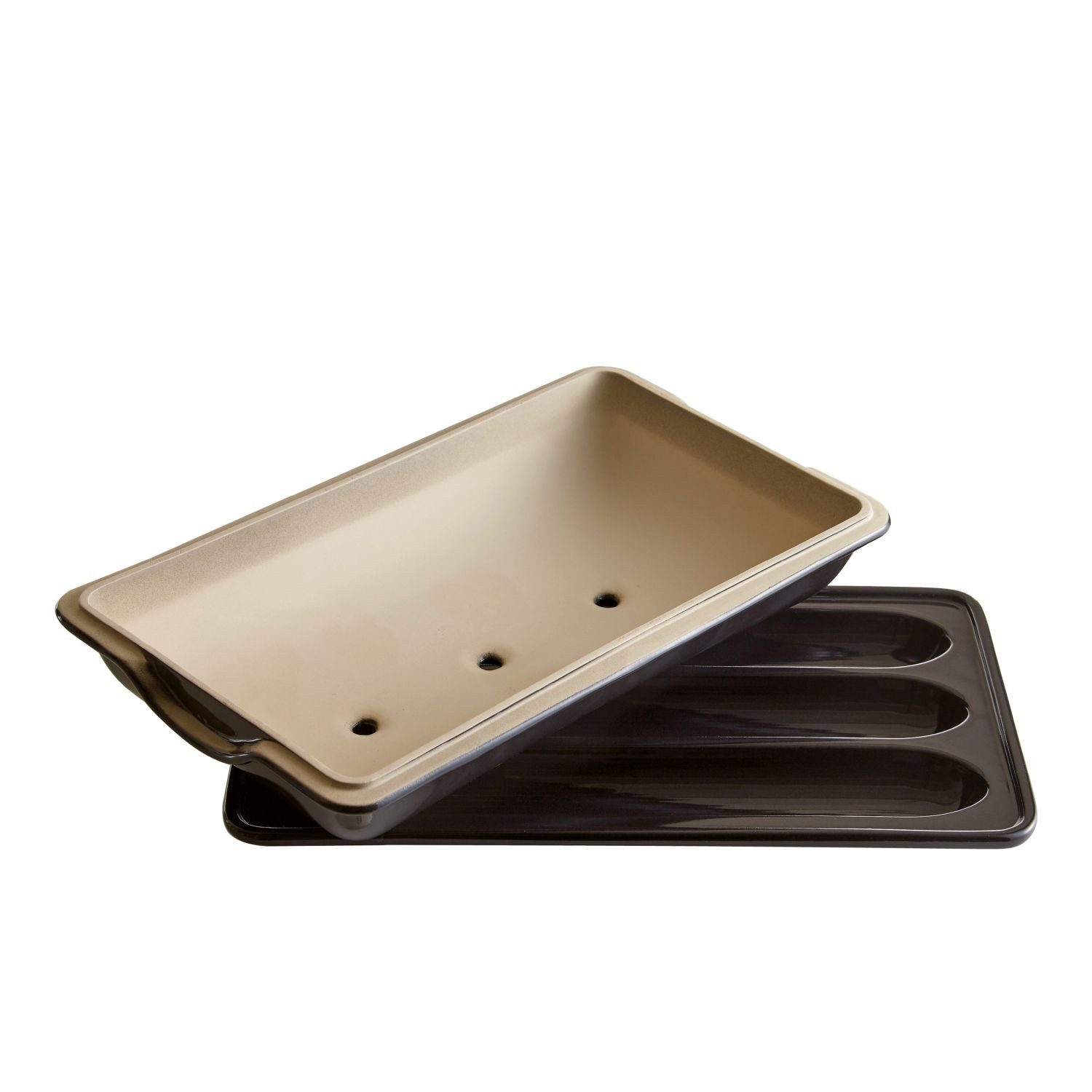 Emile Henry Brotbackform Baguette-Set Fusain