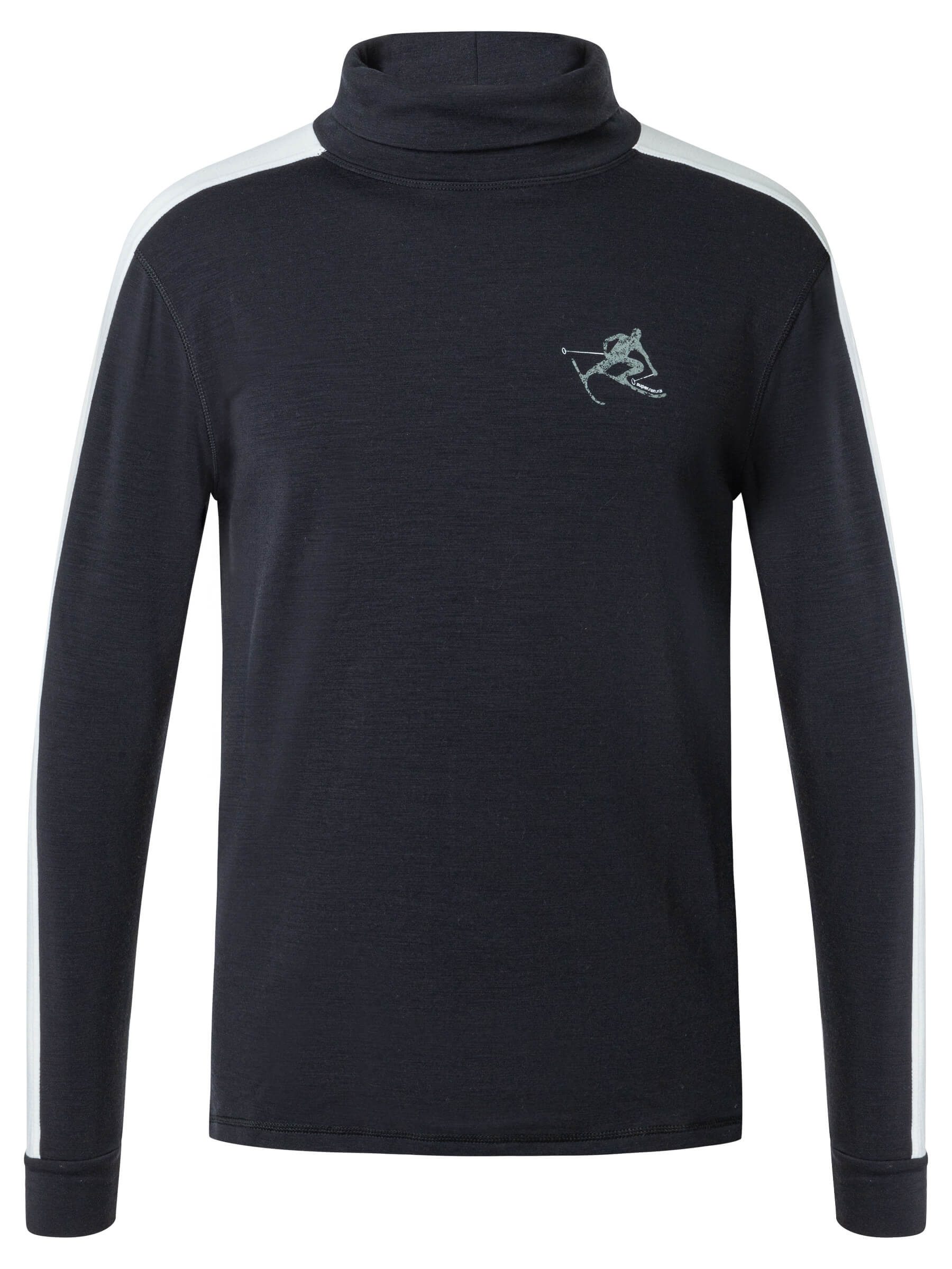 SUPER.NATURAL Rollkragenpullover für Herren, Merino M TONI ROLL NECK Stehkragen mit Ski-Motiv, atmungsaktiv
