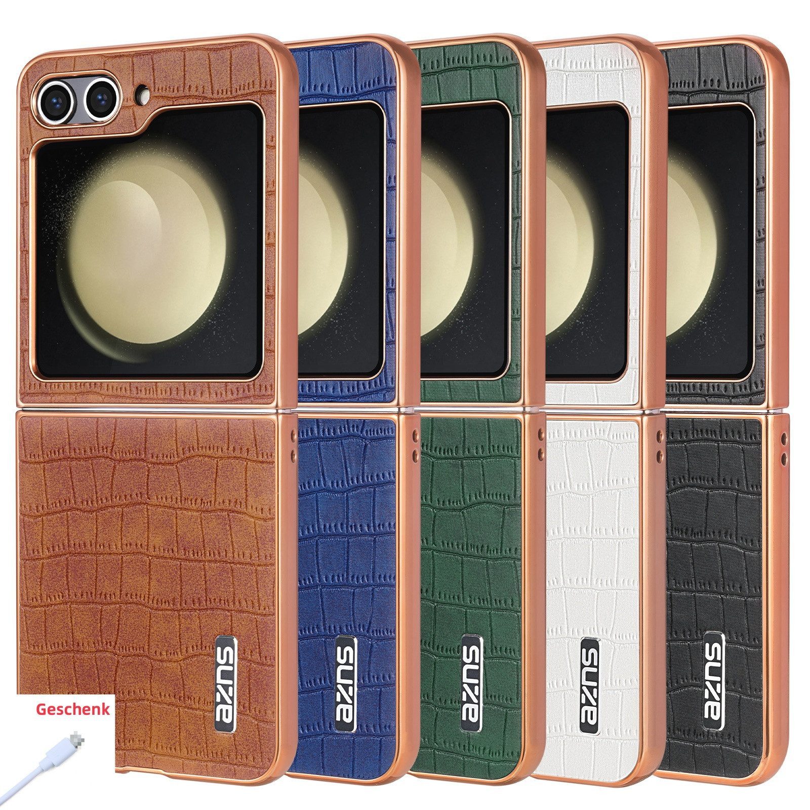 trends for living Handyhülle Krokodil Hülle Case Cover für Samsung Z Flip 7 6 5 4 3 W24 Fallschutz