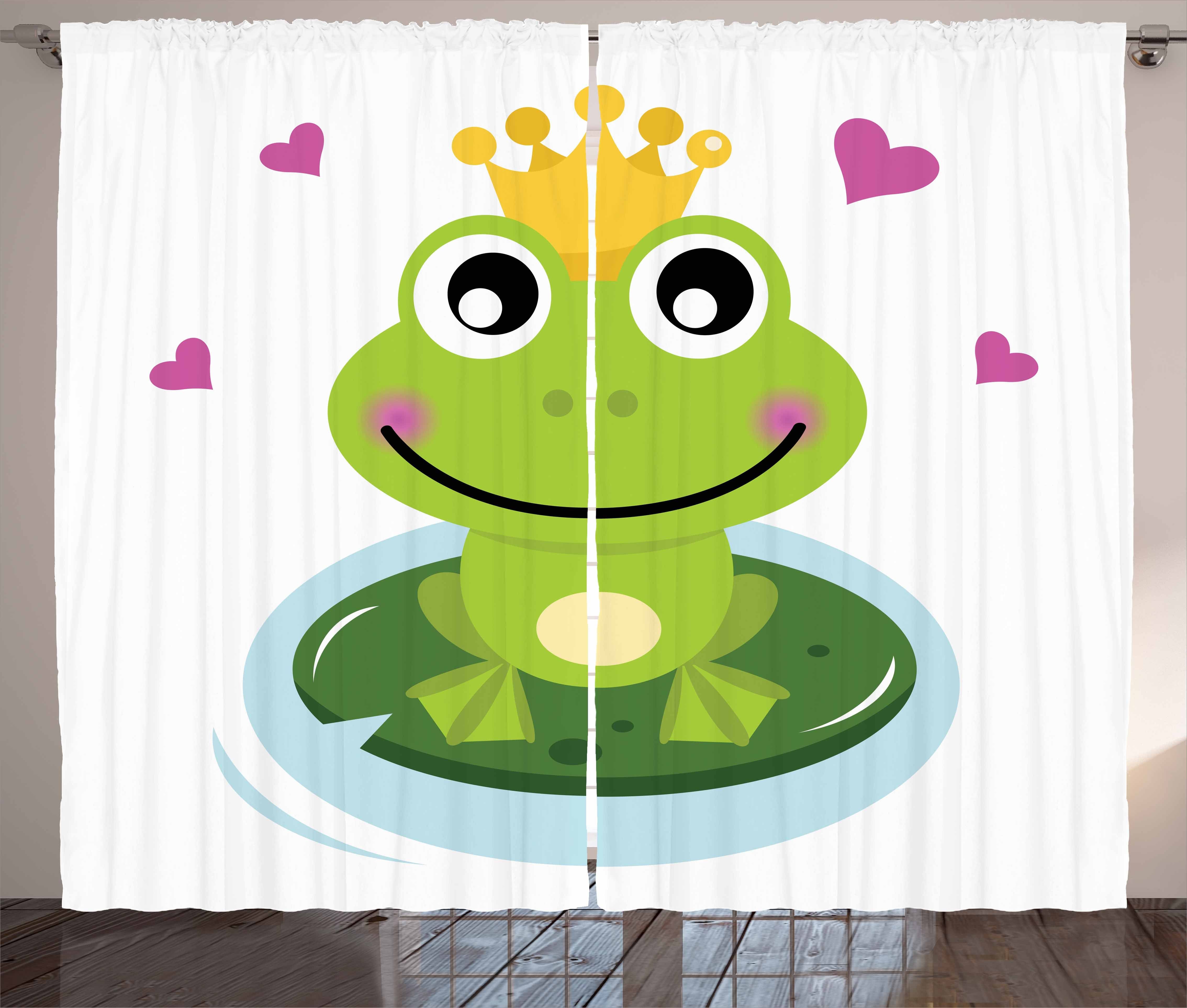 Gardine Schlafzimmer Kräuselband Vorhang mit Schlaufen und Haken, Abakuhaus, Tier Cartoon Frog Prince