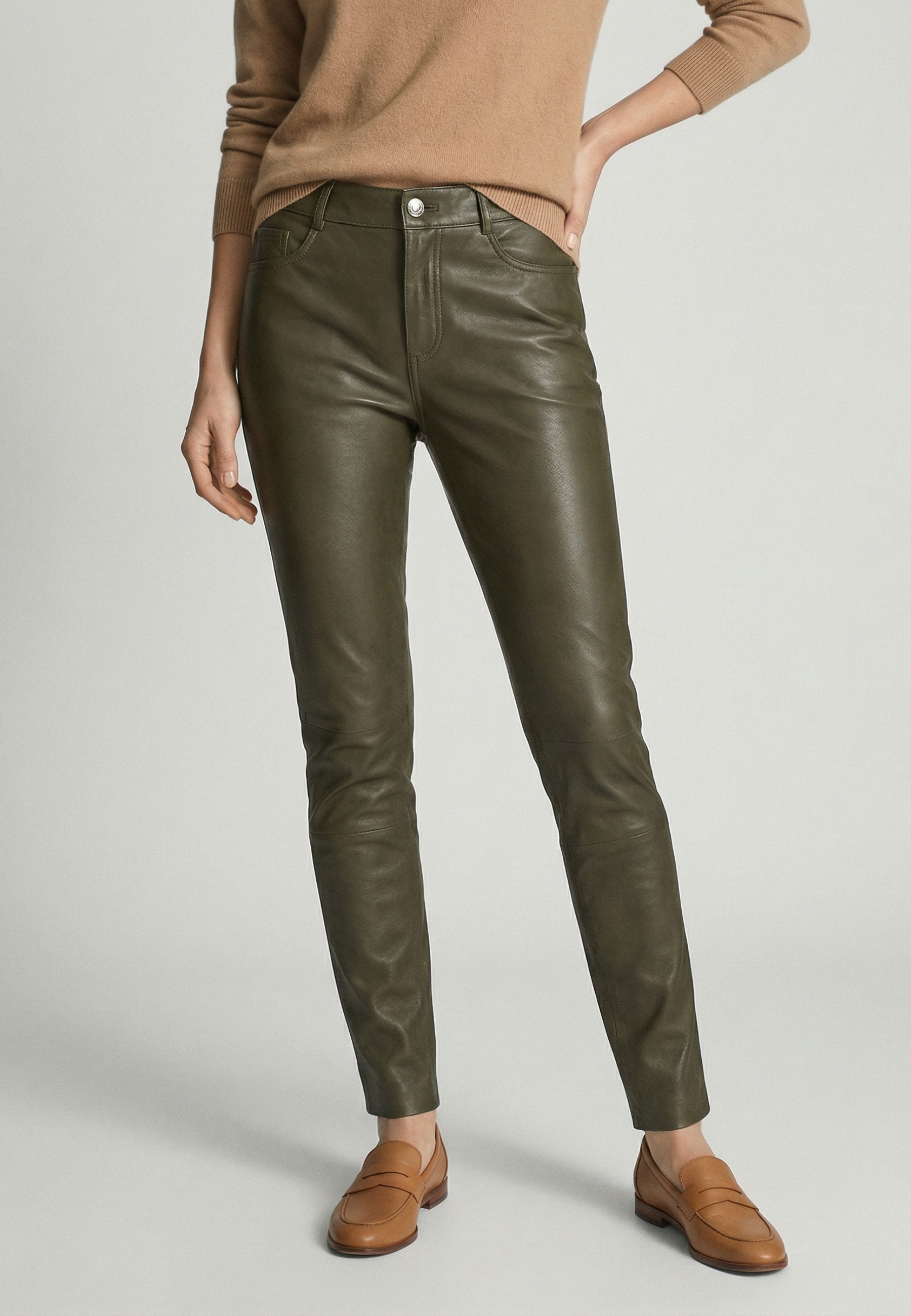 RICANO Lederhose PND Stretch Lederhose aus Stretch-Lamm-Leder in 5-Pocket-Optik