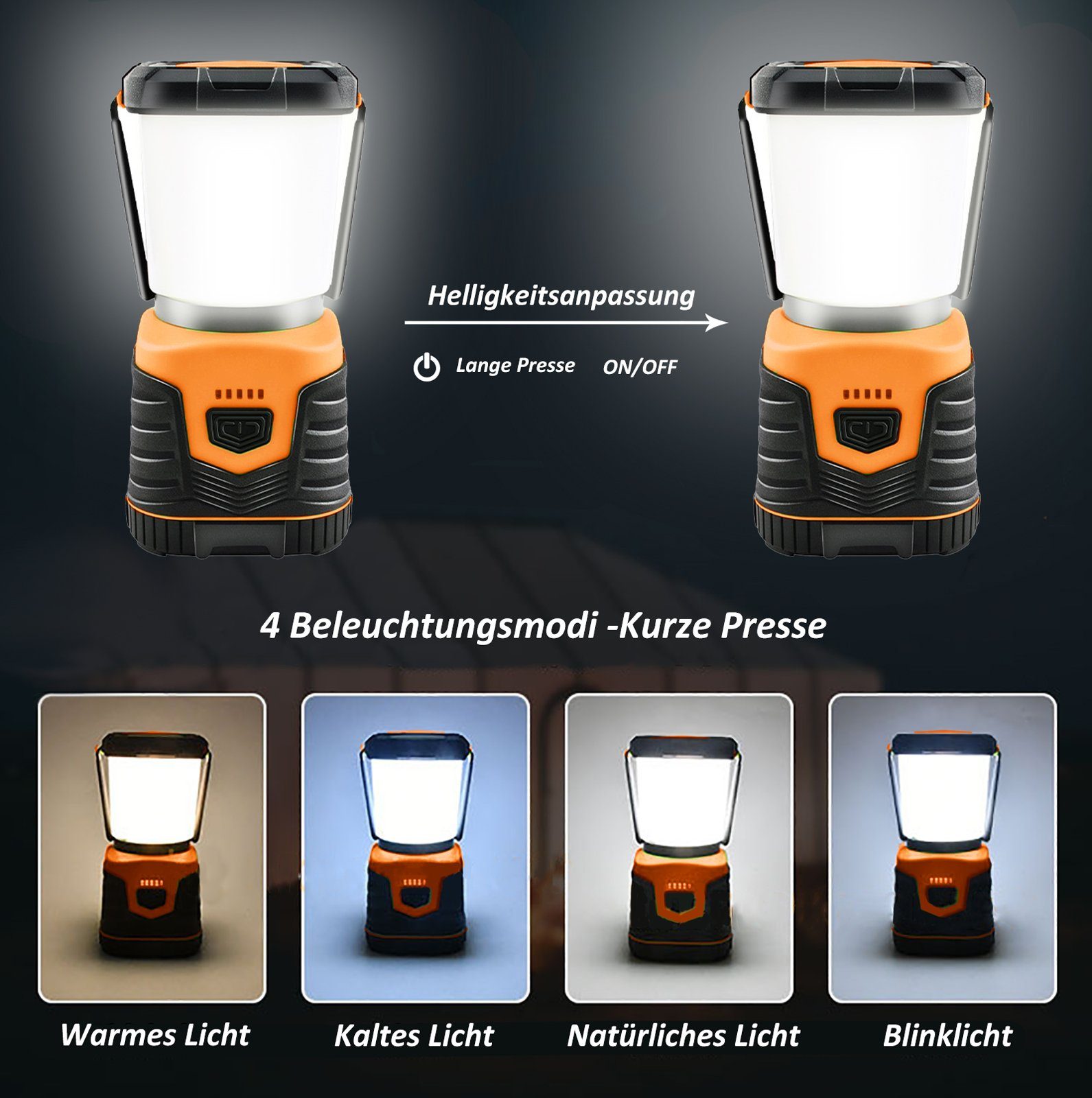 Campinglampe, Nach LED Dimmbar IPX44 Suchscheinwerfer, LED Laterne wasserdicht CALIYO