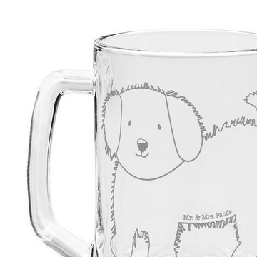 Mr. & Mrs. Panda Bierkrug Hund Flauschig - Transparent - Geschenk, Bierkrug, Hundemotiv, Bier K, Premium Glas