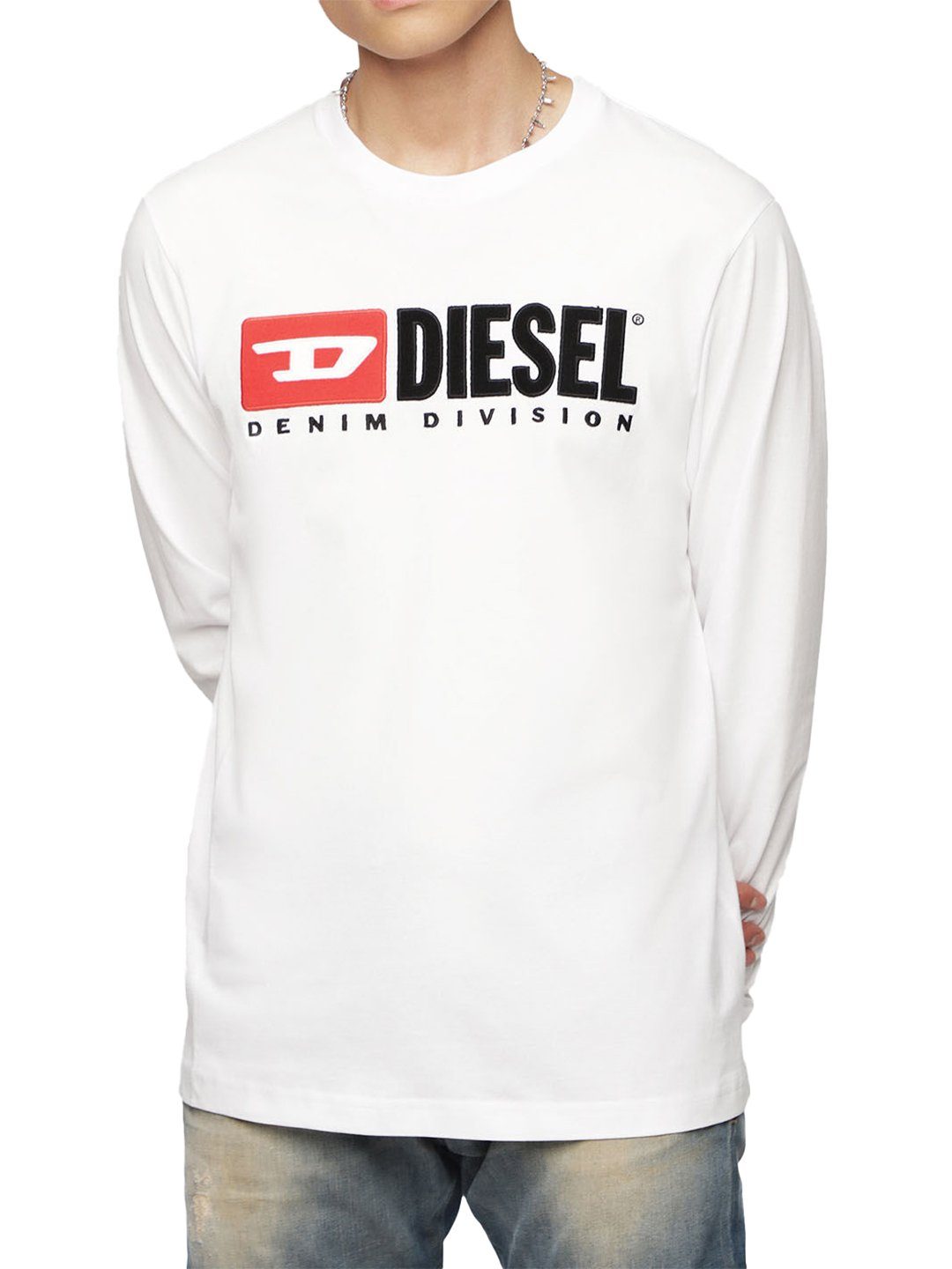 Diesel Rundhalsshirt Langarm Regular Fit - T-JUST-LS-DIVISION 100