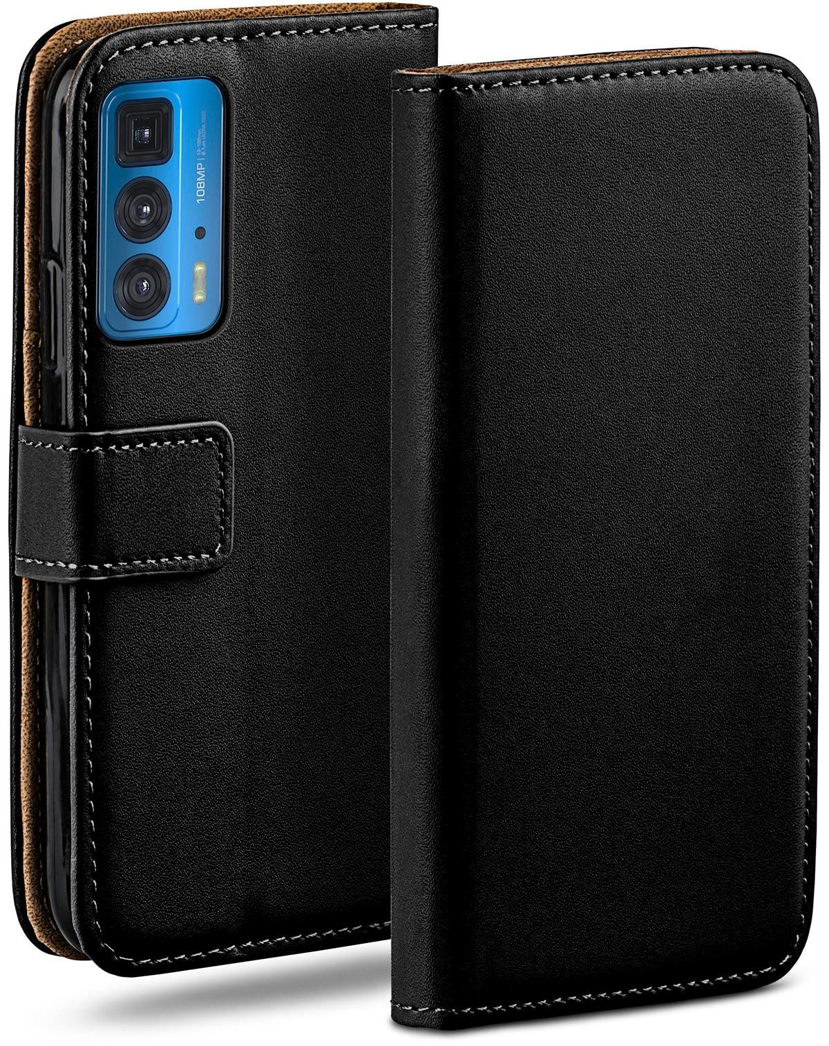 moex Handyhülle für Motorola Edge 20 Pro Hülle Klappbar Book Case Schwarz 6,7 Zoll, Klapphülle Kartenfach Flip Cover Handytasche Leder Optik Schutzhülle