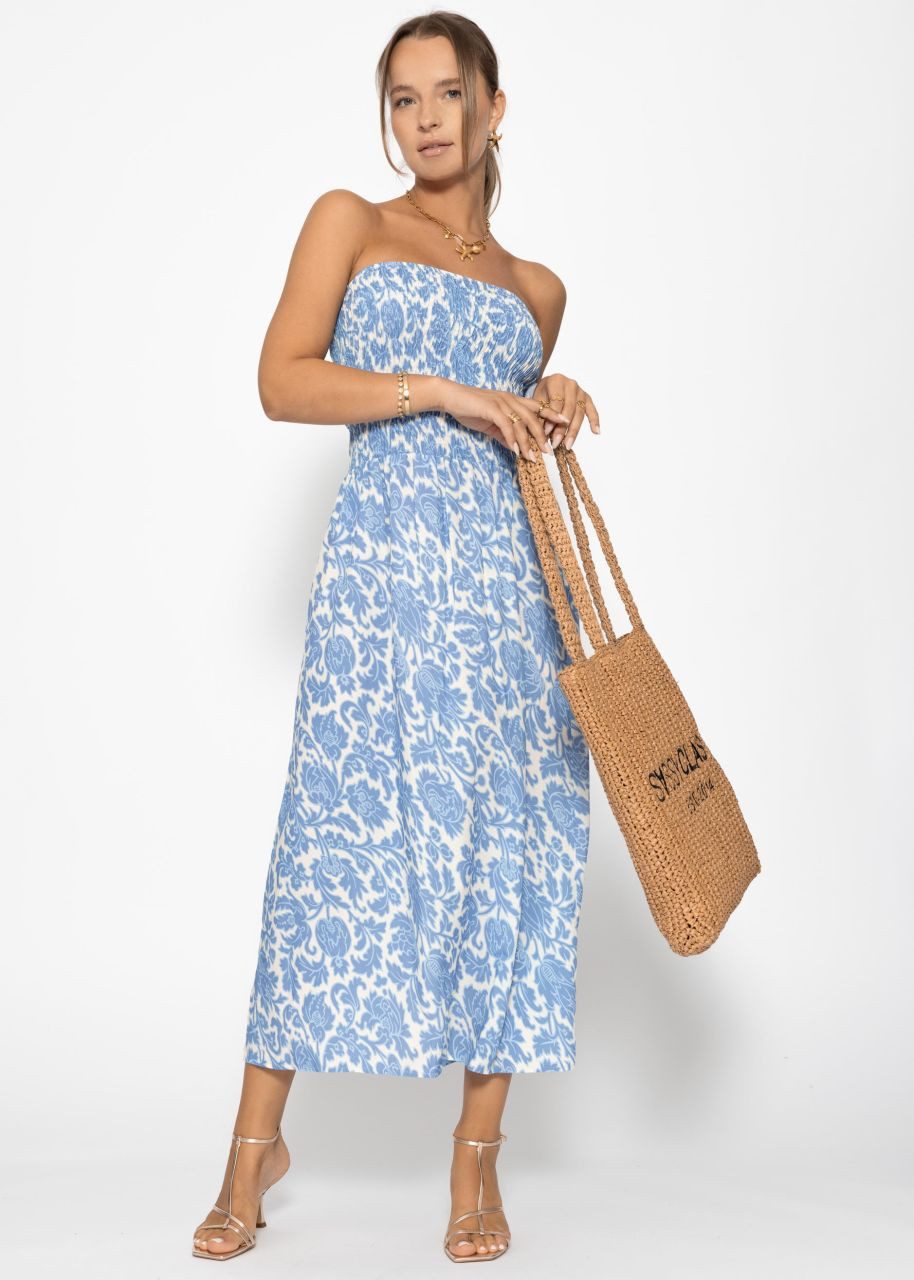 SASSYCLASSY Minikleid Gesmoktes Bandeau-Kleid mit Print Damen trägerloses M günstig online kaufen