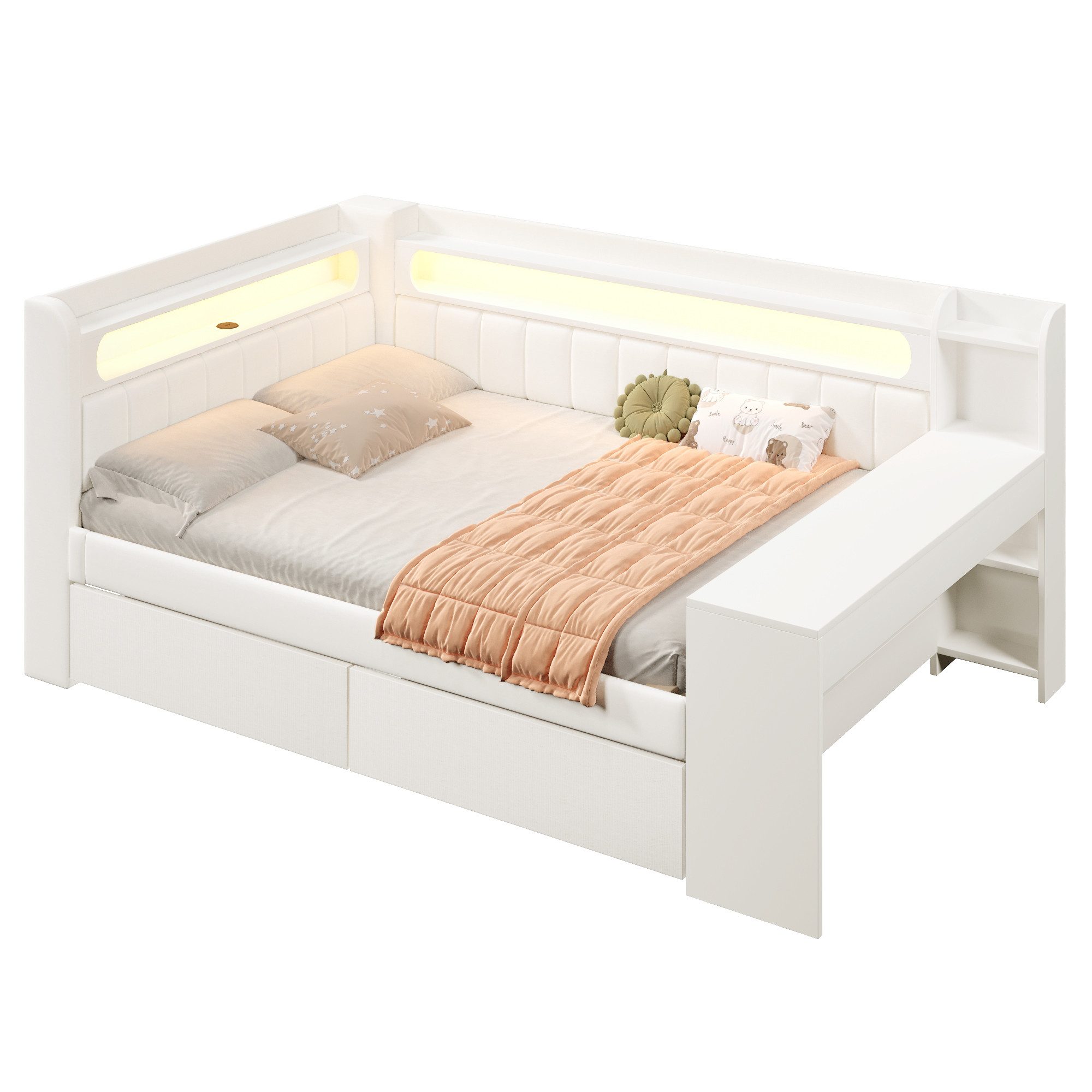 REDOM Kinderbett mit Schubladen (mit LED-Beleuchtung, USB-Anschlüssen & Sch günstig online kaufen
