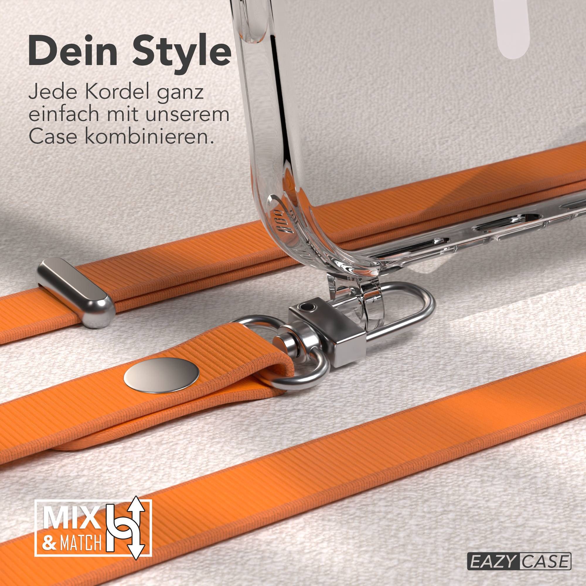 EAZY CASE Handykette für Apple iPhone 17 Pro Max Handyhülle mit Handyband magnetisch, Handykordel in Orange mit Magnetband für Hüllen mit 2x2 Löchern