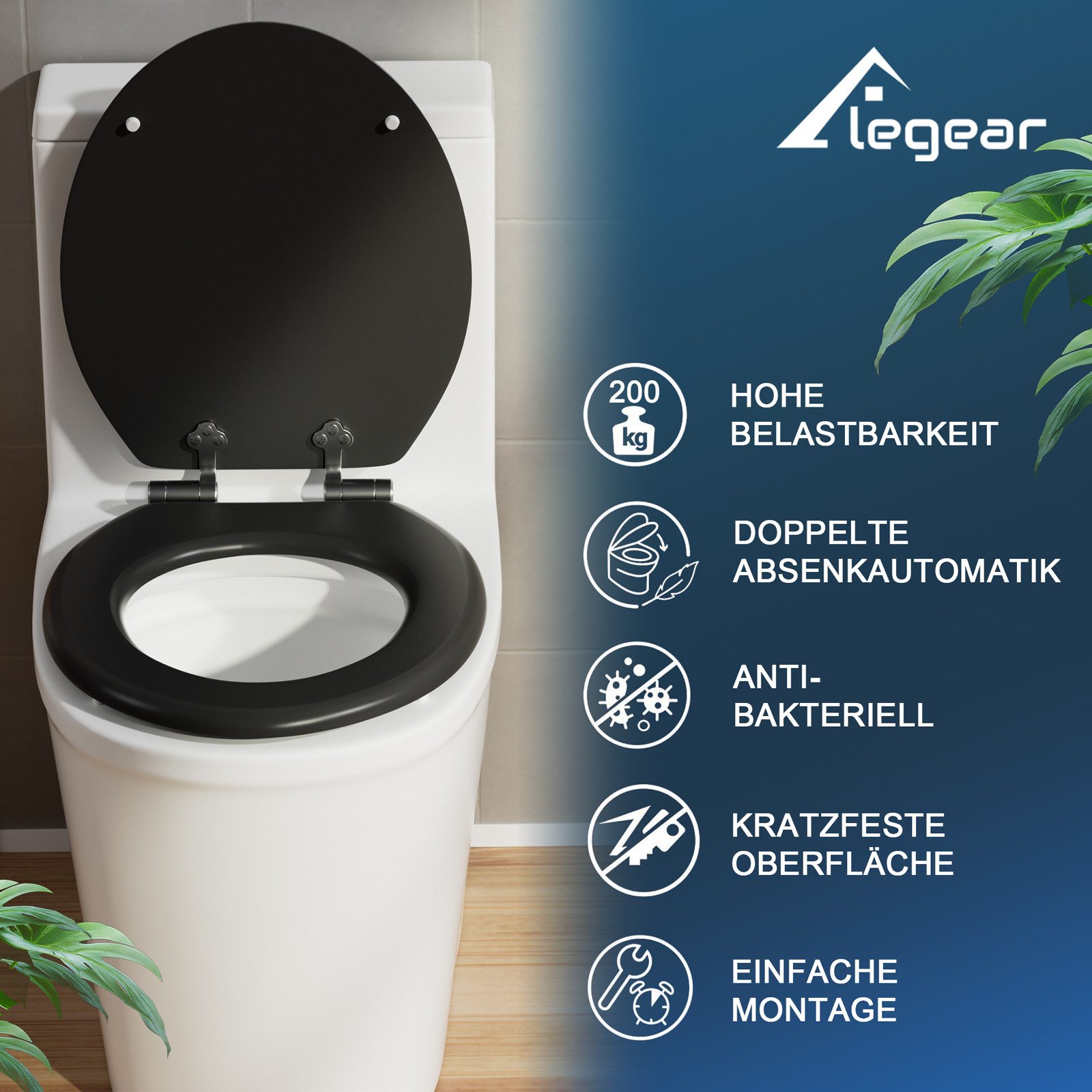 Elegear WC-Sitz WC-Sitz, toilettendeckel mit absenkautomatik, einfache Mont günstig online kaufen