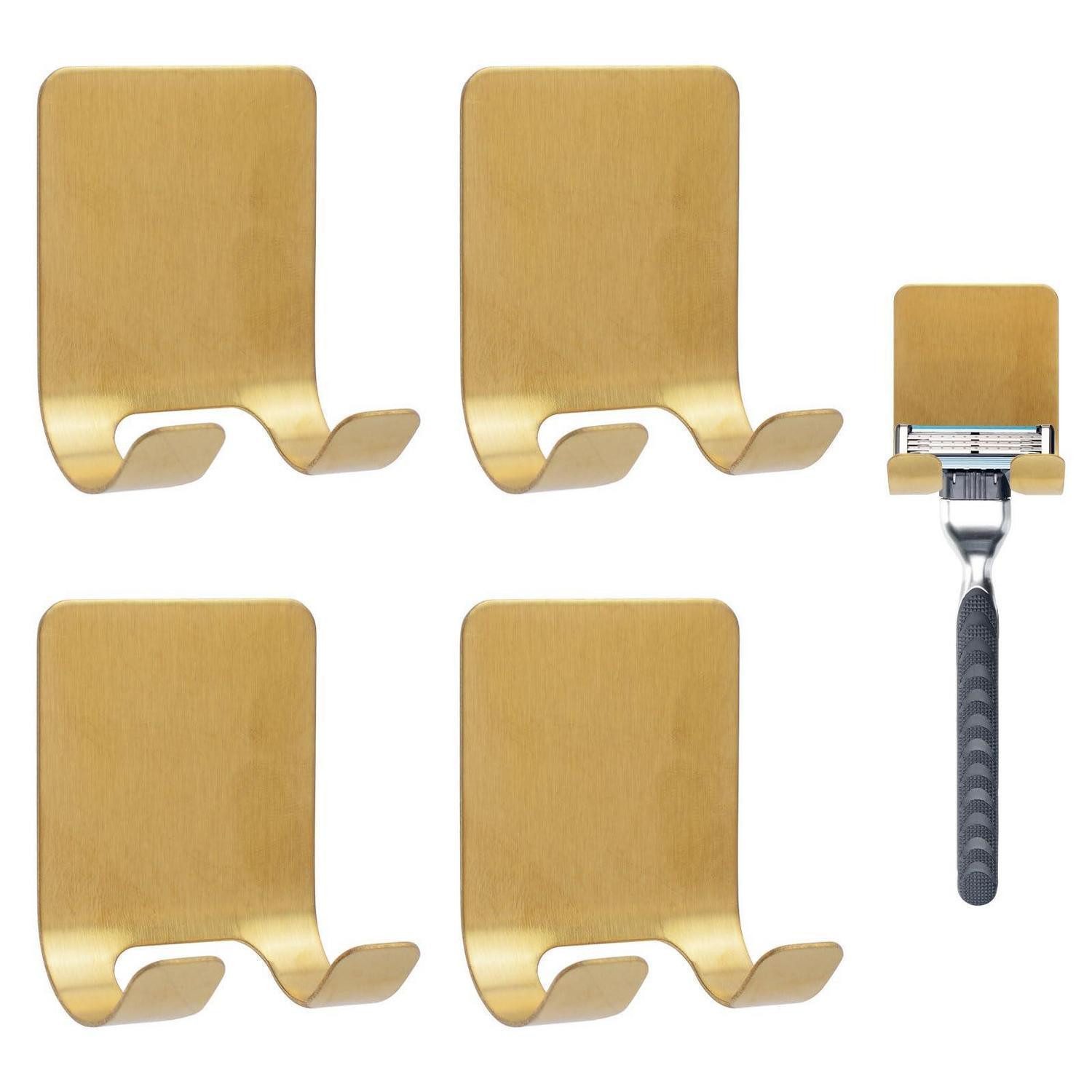 LuxusKollektion Handtuchhaken Rasiererhalter Edelstahl magnetisch 4er Set Gold, (4-St)