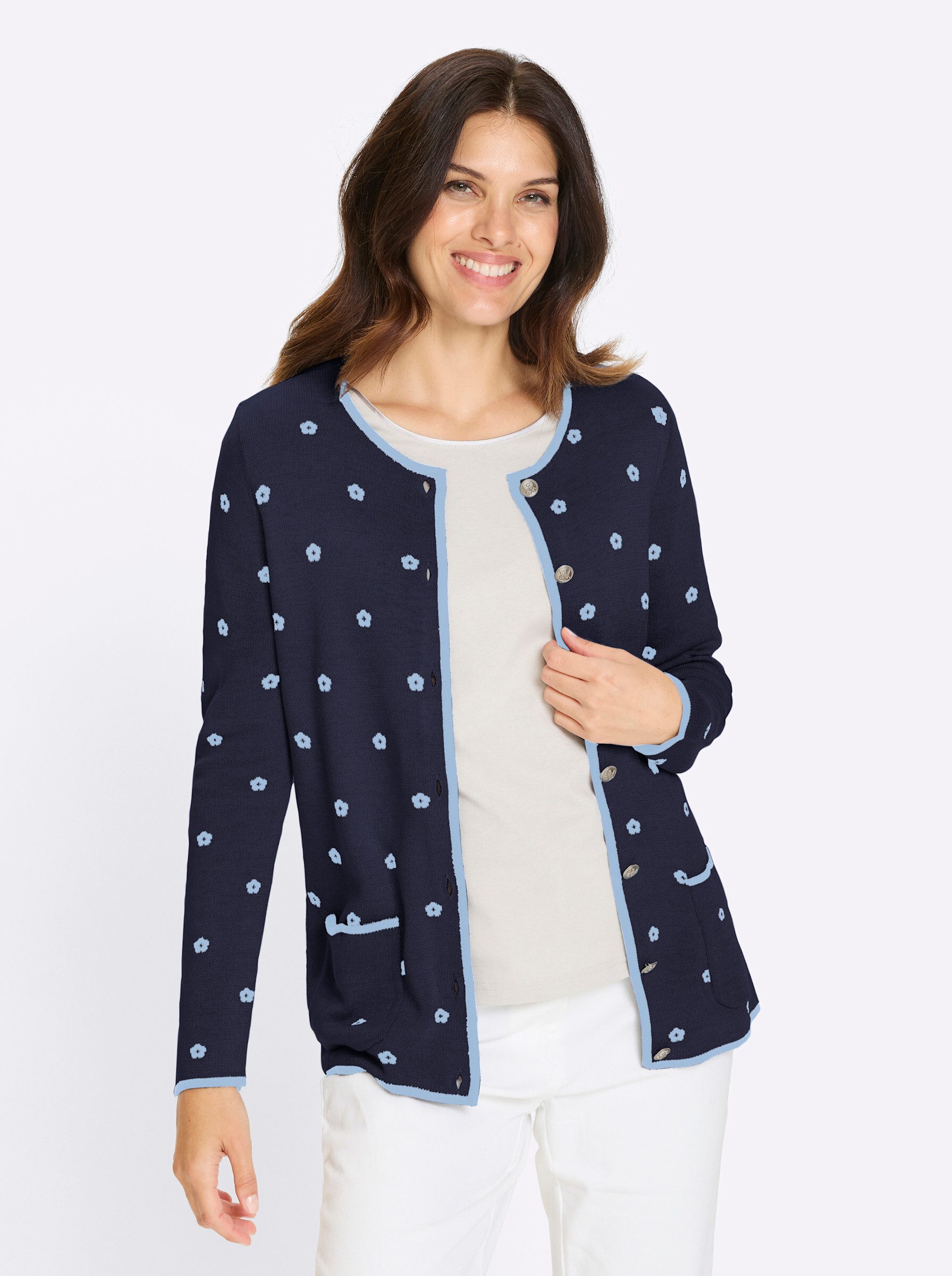 Sieh an! Strickjacke Strickjacke Langarm Jacquard günstig online kaufen