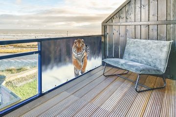 MuchoWow Balkonsichtschutz Tiger - Landschaft - Schnee - Tiere (1-St) Balkonbanner, Sichtschutz für den Balkon, Robustes und wetterfest