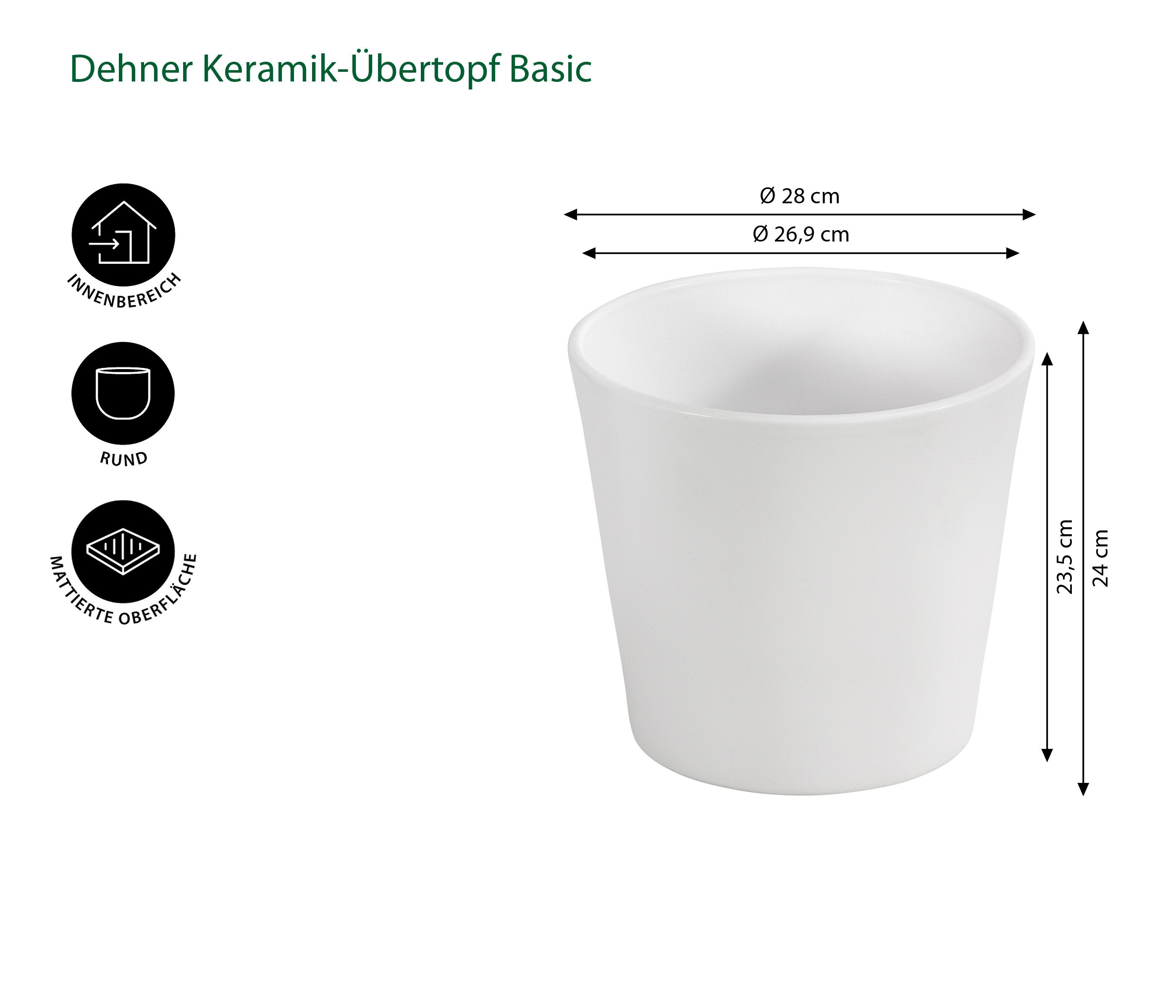 Dehner Übertopf Basic Blumentopf, rund, Keramik, günstig online kaufen