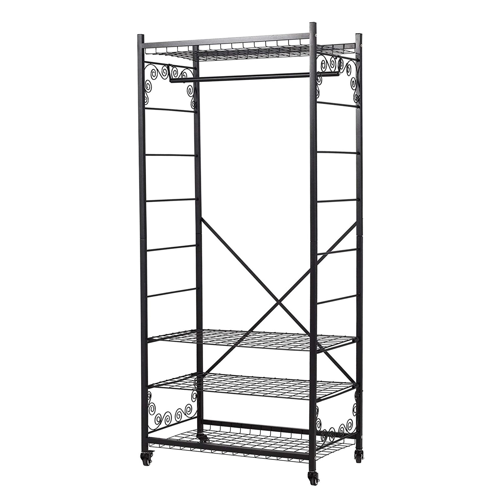 HomeGuru Kleiderständer Kleiderständer aus Metall, 4 Fachböden, Rollen, Ind günstig online kaufen