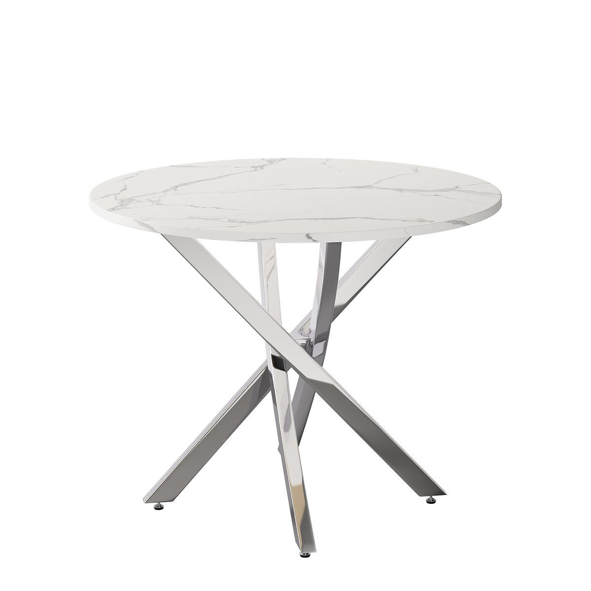 Odikalo Esstisch Küchentisch Wohnzimmertisch Gehärtete Glasplatte Galvanisierte Silber, 80*80*75cm – Bild 5 von 5