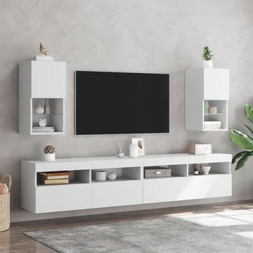 vidaXL TV-Schrank TV-Lowboard TV-Schränke mit LED-Leuchten 2 Stk Weiß 30,5x30x60 cm