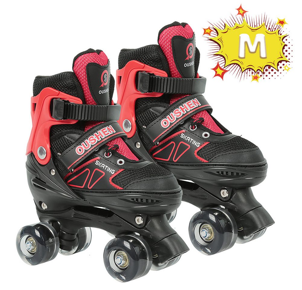 JEOBEST Rollschuhe Verstellbare Rollschuhe für Kinder, Atmungsaktiv Quad Skates, Für Mädchen und Jungen, Weihnachts Geschenke, Größen 27-37