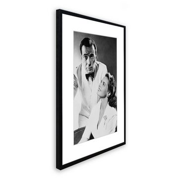 artissimo Bild mit Rahmen Bild gerahmt 51x71cm / schwarz-weiß Poster mit Rahmen Humphrey Boagrt, Film-Szene: Casablanca