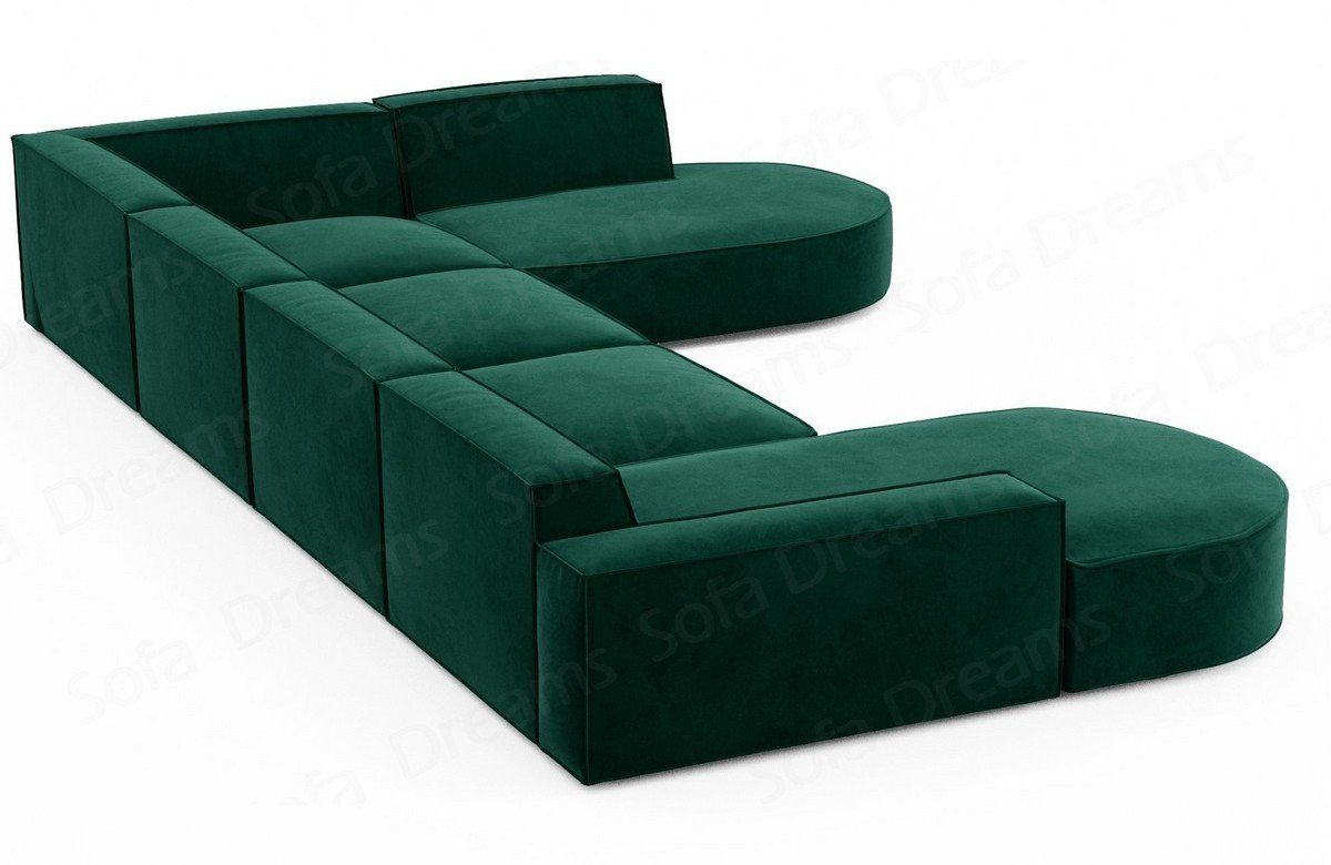Stoff Designer Wohnlandschaft Couch Grün-Mo37 U Sofa Modern Sofa Stoffsofa Dreams Form Alegranza
