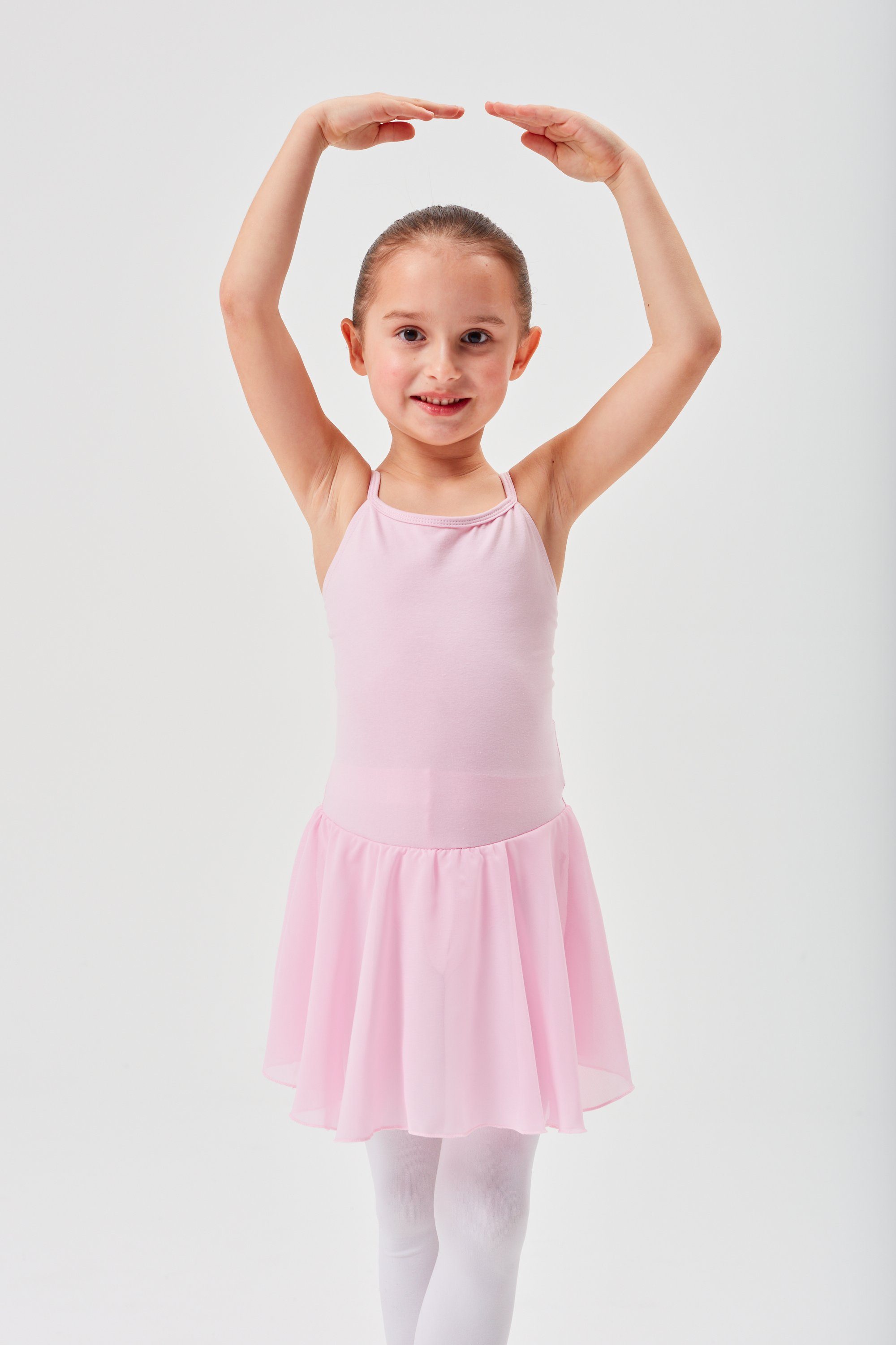 tanzmuster Chiffonkleid Ballettkleid Maggie mit Spaghettiträgern Mädchen Ballettbody mit Chiffon Röckchen
